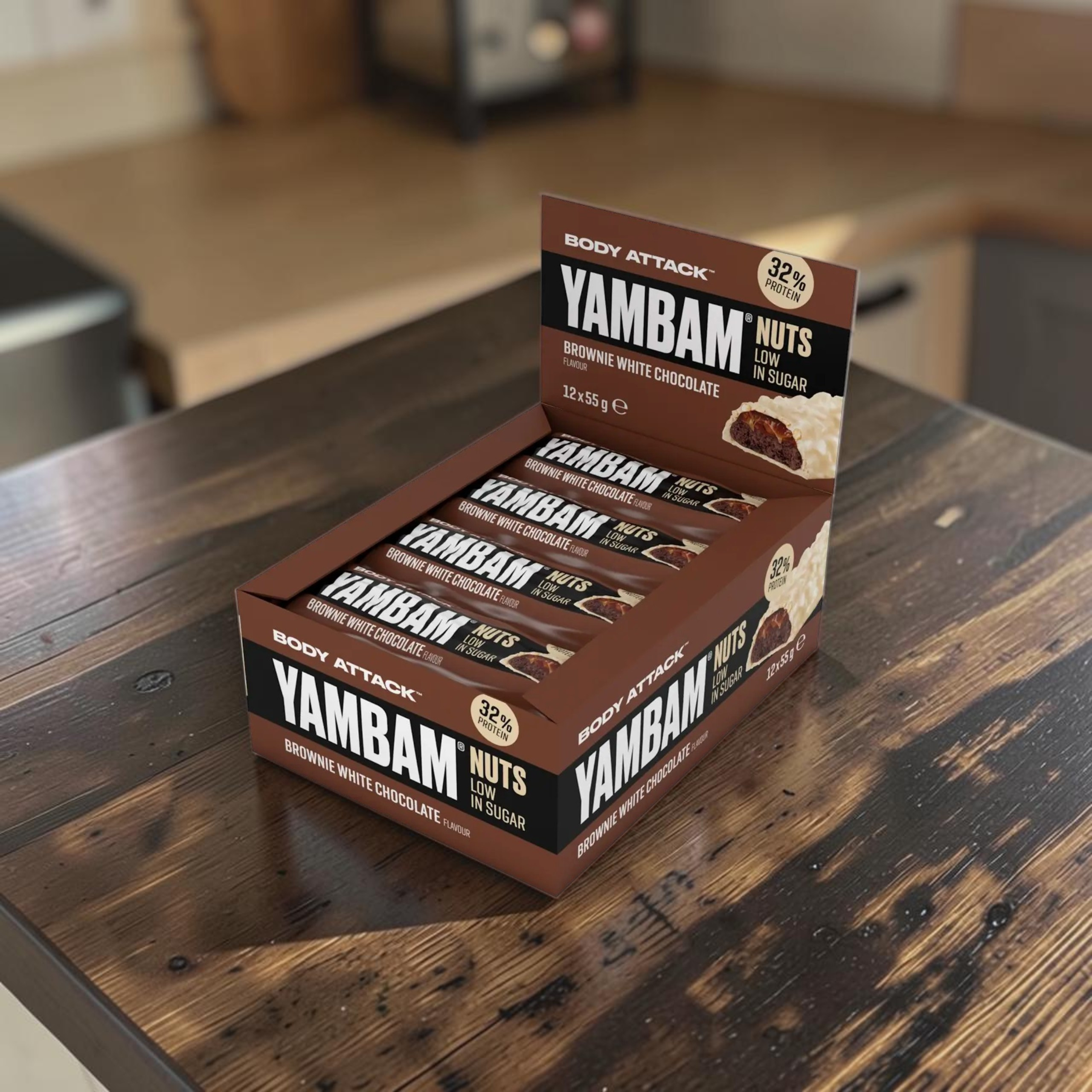 BODY ATTACK - Yambam Nuts Low Sugar - 12x 55g - Brownie White Chocolate