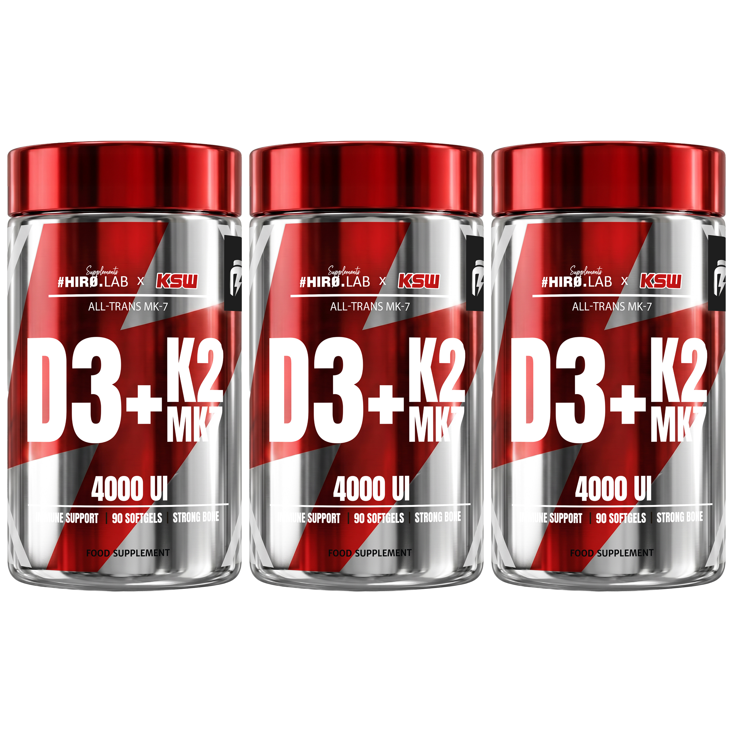 HIRO.LAB x KSW - Vitamin D3 4000IU + K2 KM-7 - 3x 90 softgels.
