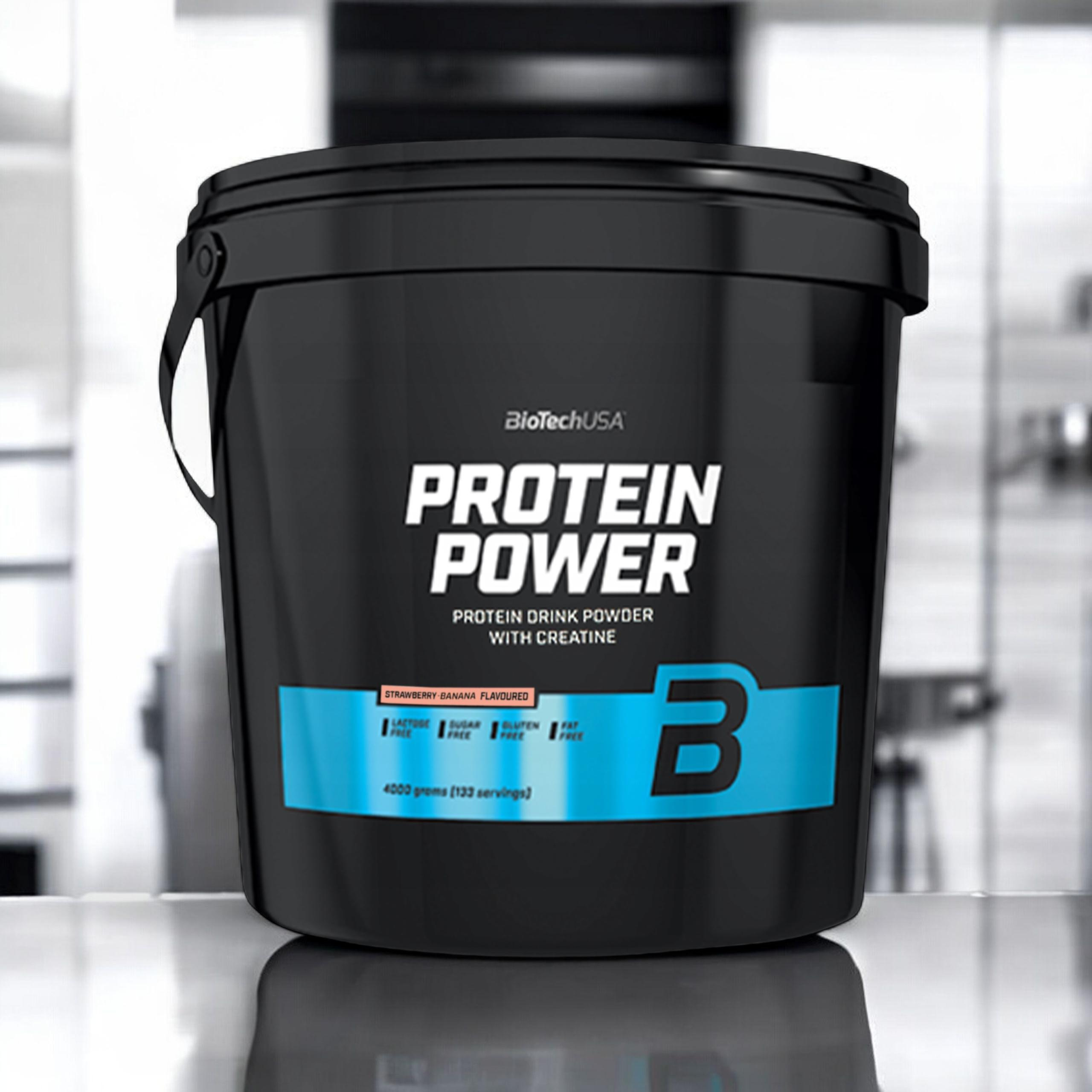 BioTech USA Protein Power - 4000g - Strawberry Banana - WYPRZEDAŻ - 18-03