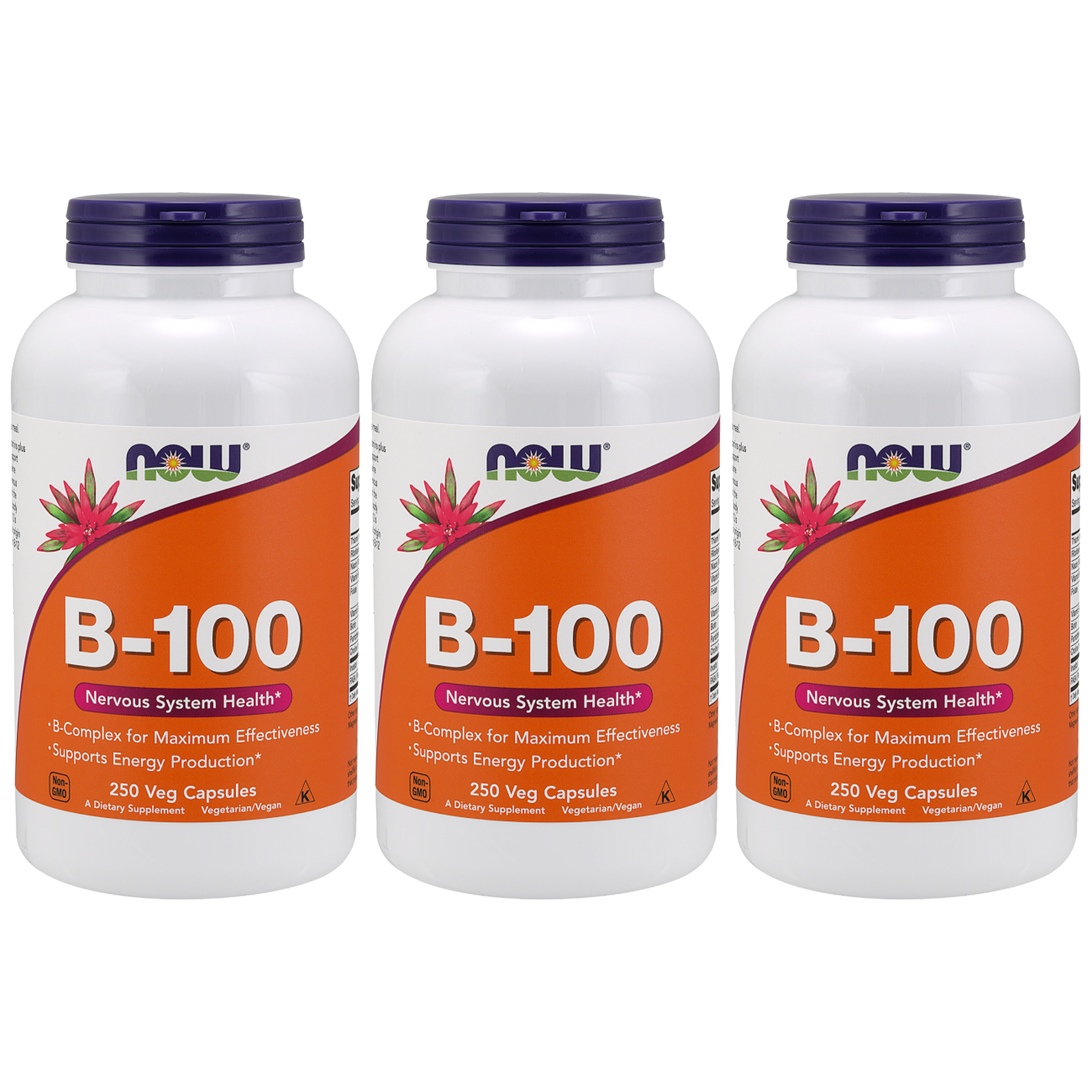 NOW Vitamin B-100 - 3x 250vcaps - Witamina B