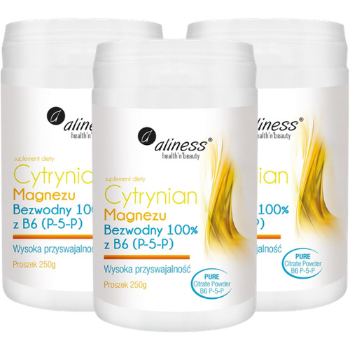 ALINESS - Cytrynian Magnezu Bezwodny 100% z B6 - 3x 250g