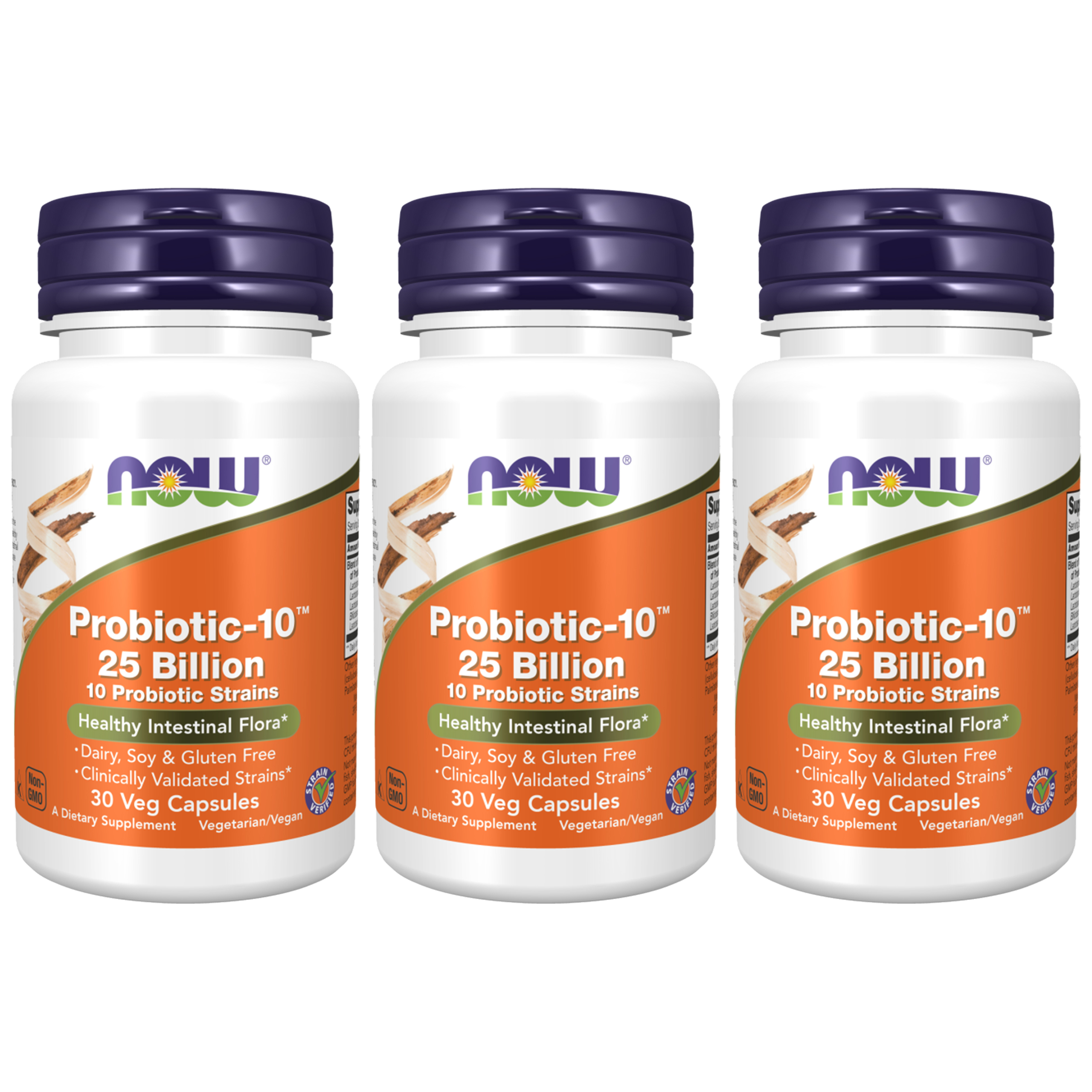 NOW Probiotic-10 25 Billion - 3x 30vcaps.