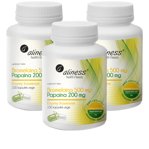 ALINESS - Bromelaina 500mg Papaina 200mg - 3x 100vcaps.