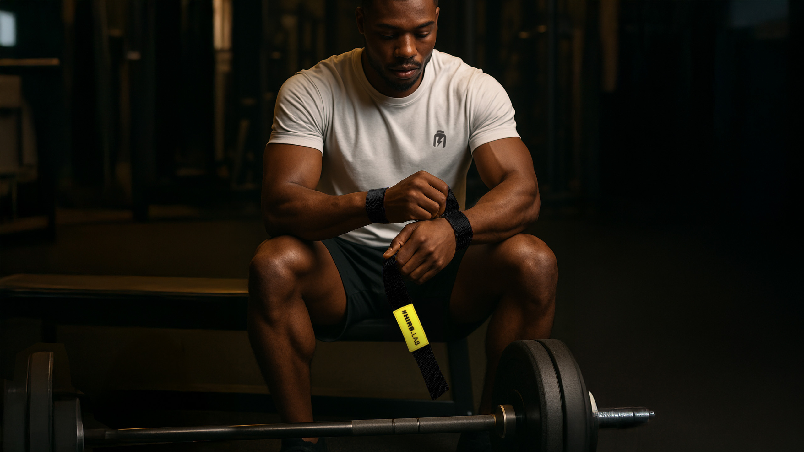 HIRO.LAB Cotton Strap - Rubber Logo New - Black - Paski do podnoszenia ciężarów