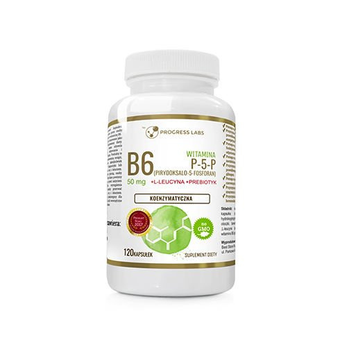 PROGRESS LABS Vitamin B6 (P-5-P) 50mg Koenzymatyczna + Inulina - 2x 120caps