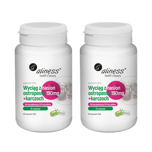 ALINESS - Wyciąg z Nasion Ostropestu 190mg + Karczoch - 2x 100caps.