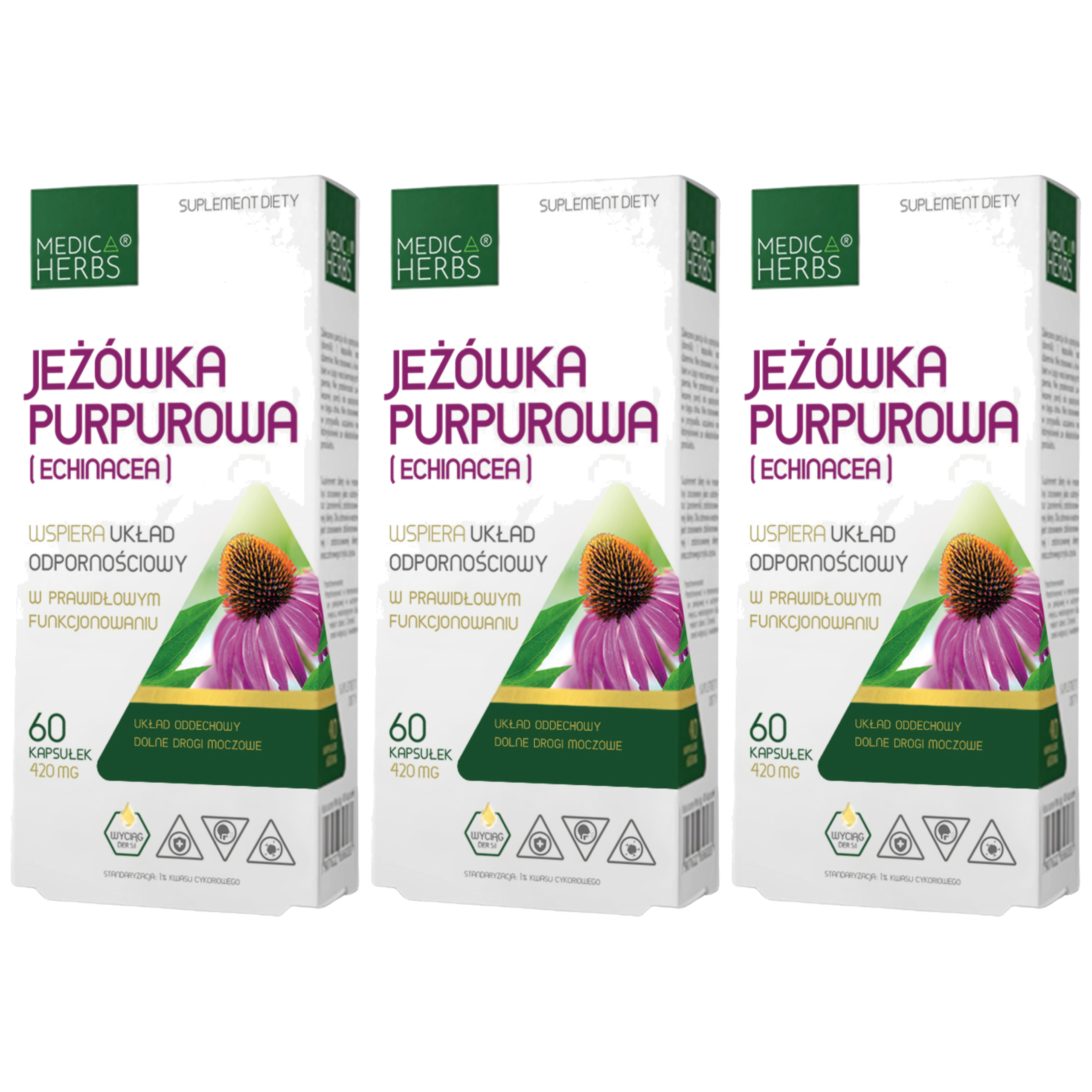 MEDICA HERBS - Jeżówka Purpurowa 420mg (Echinacea) - 3x 60caps.