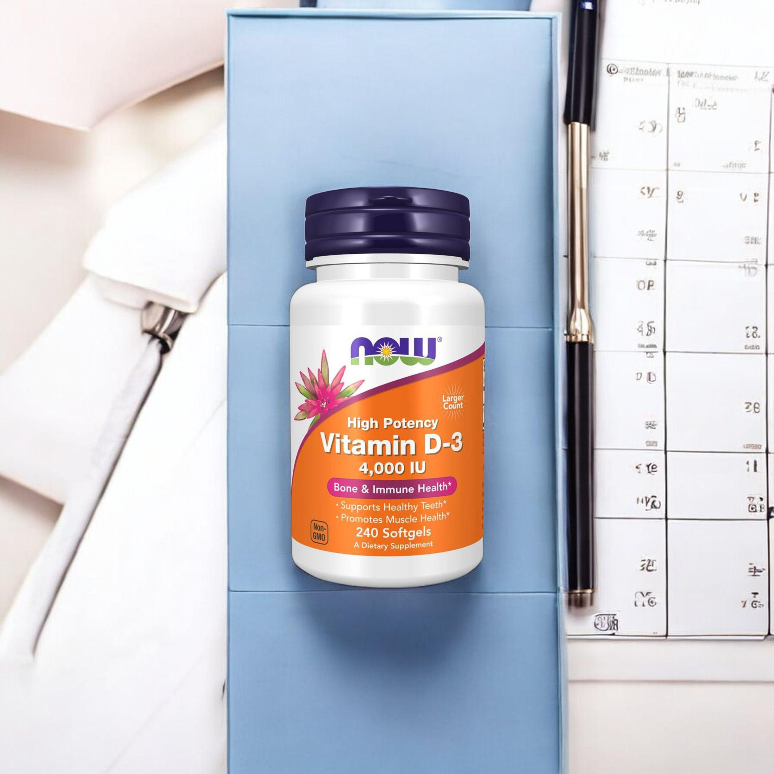 NOW Vitamin D3 4000IU - 3x 240softgels