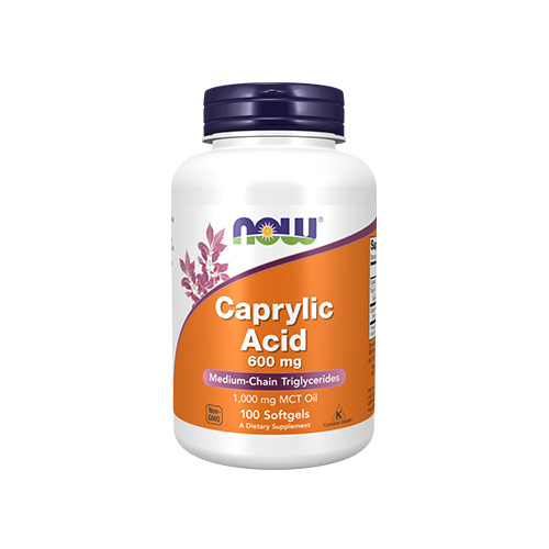 NOW Caprylic Acid 600 mg - 100 softgels - 3x Kwas kaprylowy