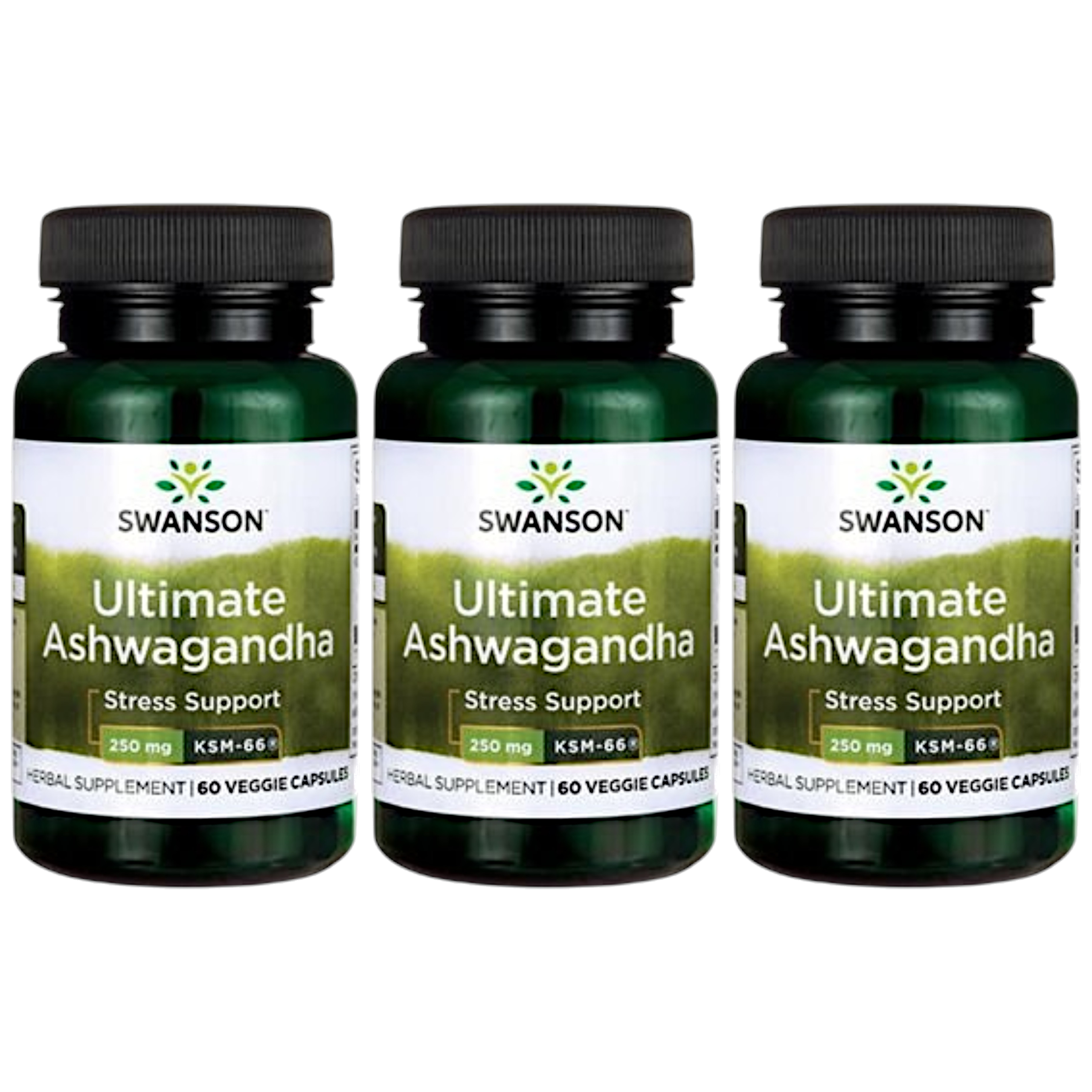 SWANSON Ashwagandha KSM-66 250mg - 3x 60vcaps