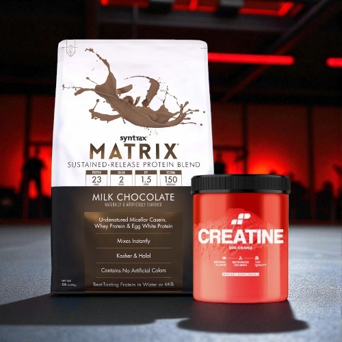 Białko Syntrax Matrix 5.0 Milk Chocolate 2270g (75 porcji) + Kreatyna MP Nutrition Monohydrate 500g (100 porcji)