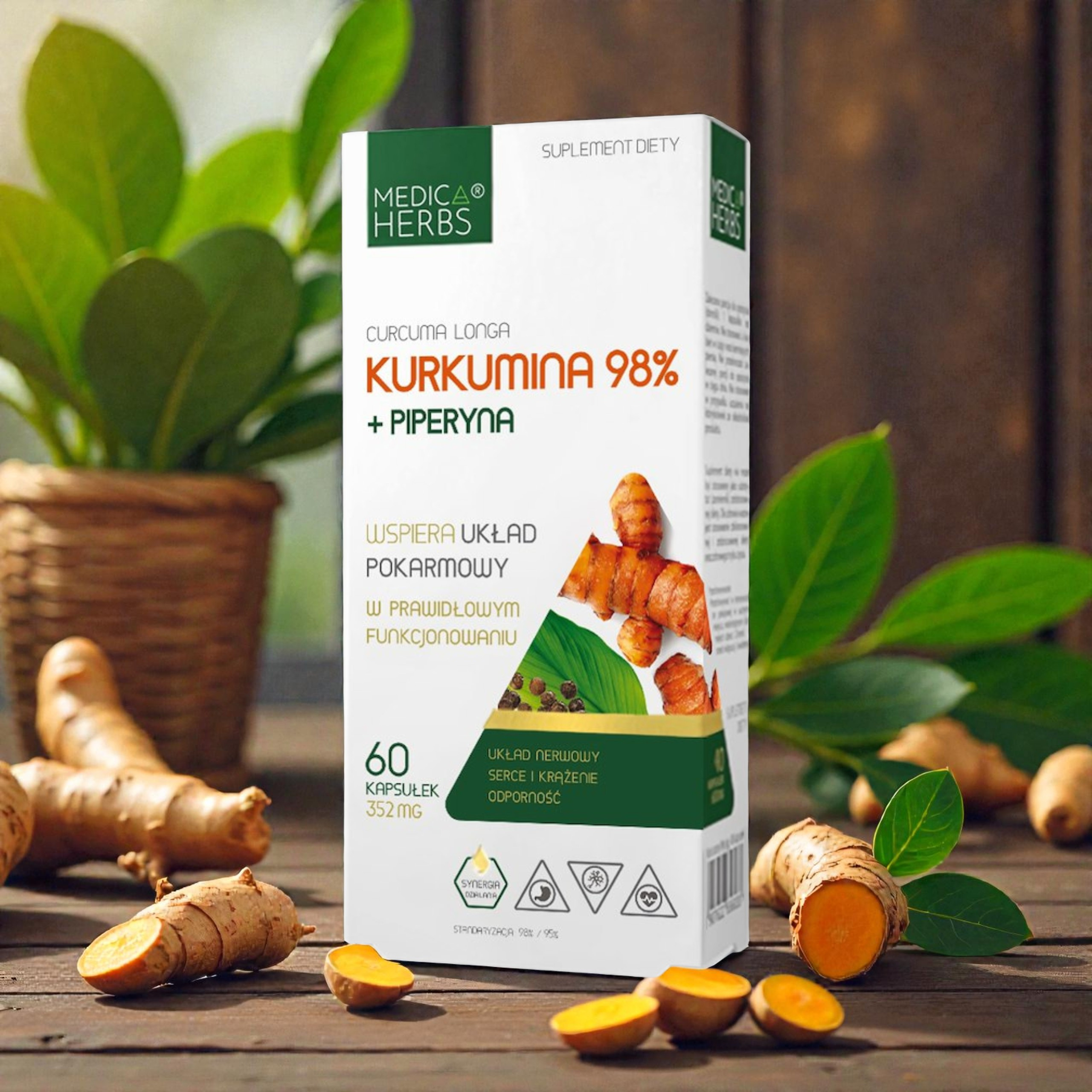 MEDICA HERBS - 2x Kurkumina 98% + Piperyna 60caps.