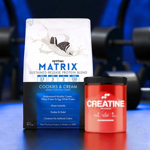 Białko Syntrax Matrix 5.0 Cookies Cream 2270g (75 porcji) + Kreatyna MP Nutrition Monohydrate 500g (100 porcji)