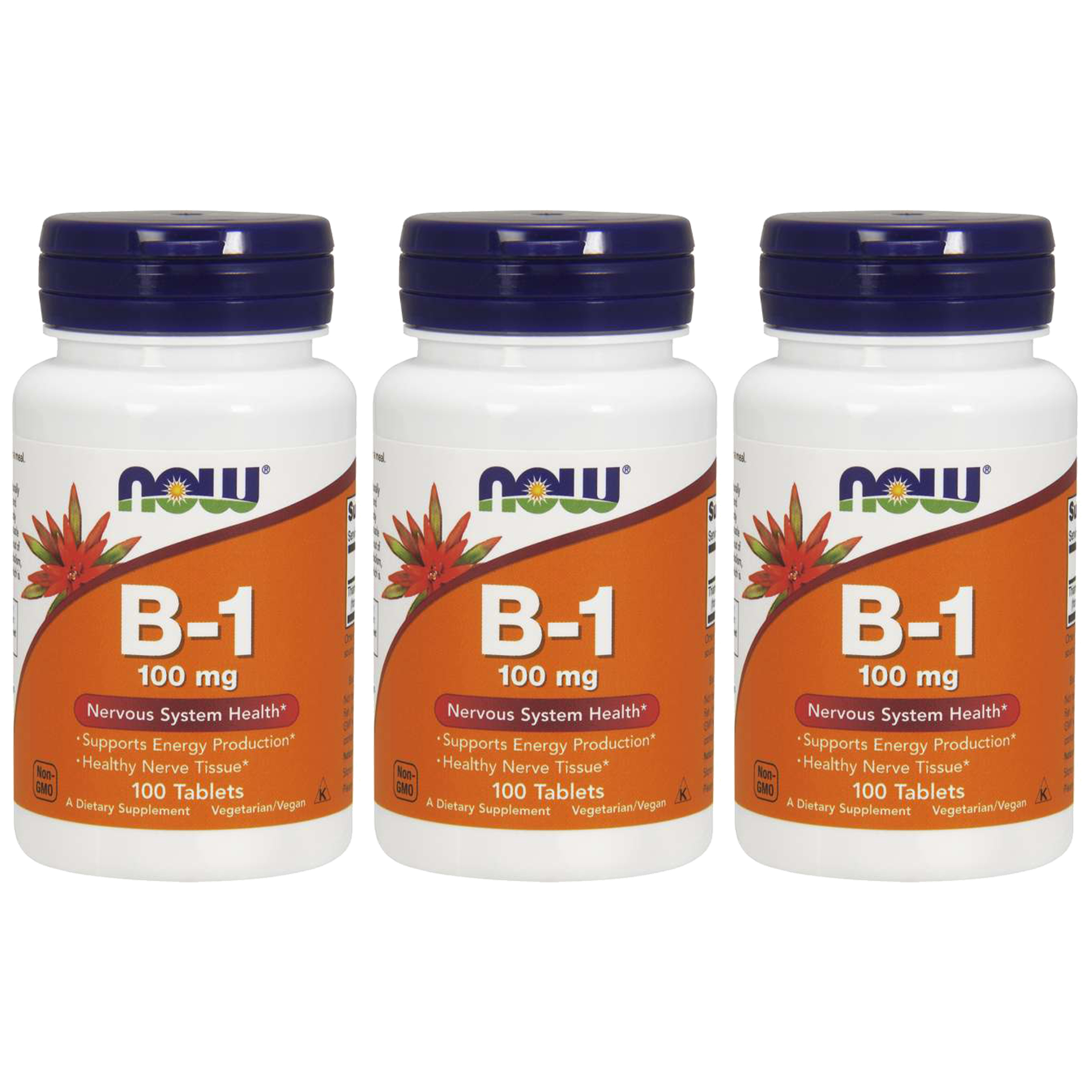 NOW Vitamin B-1 Thiamine 100mg - 3x 100tabs