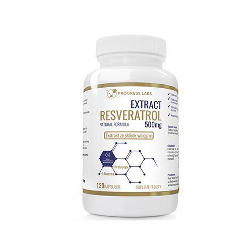 PROGRESS LABS Resveratrol Extract 500mg - 3x 120caps