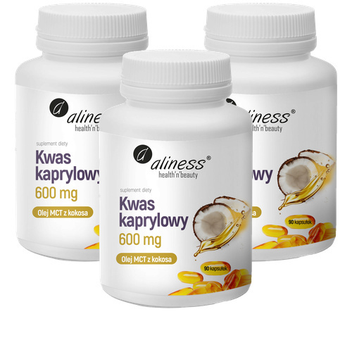 ALINESS - Kwas Kaprylowy 600mg (60% C8) - 90caps. x3