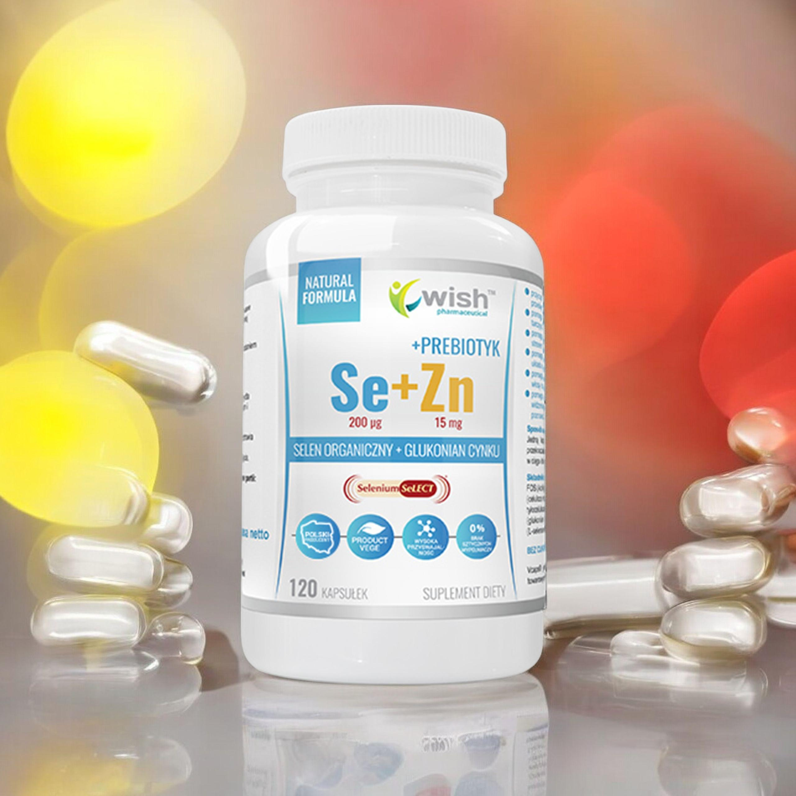 WISH Pharmaceutical Selen + Cynk + Prebiotyk - 2x 120caps