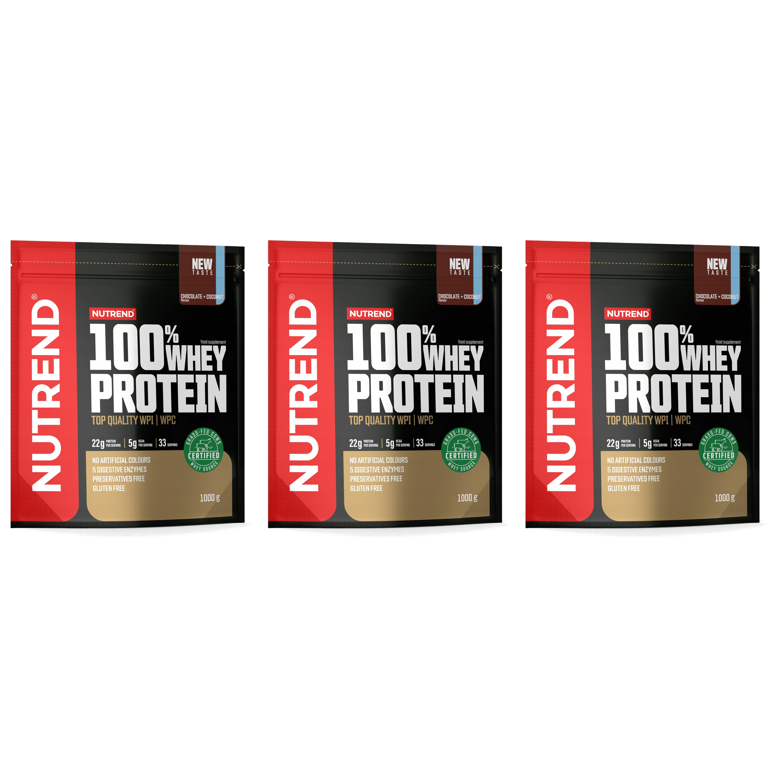NUTREND 100% Whey Protein - 3x 1000g