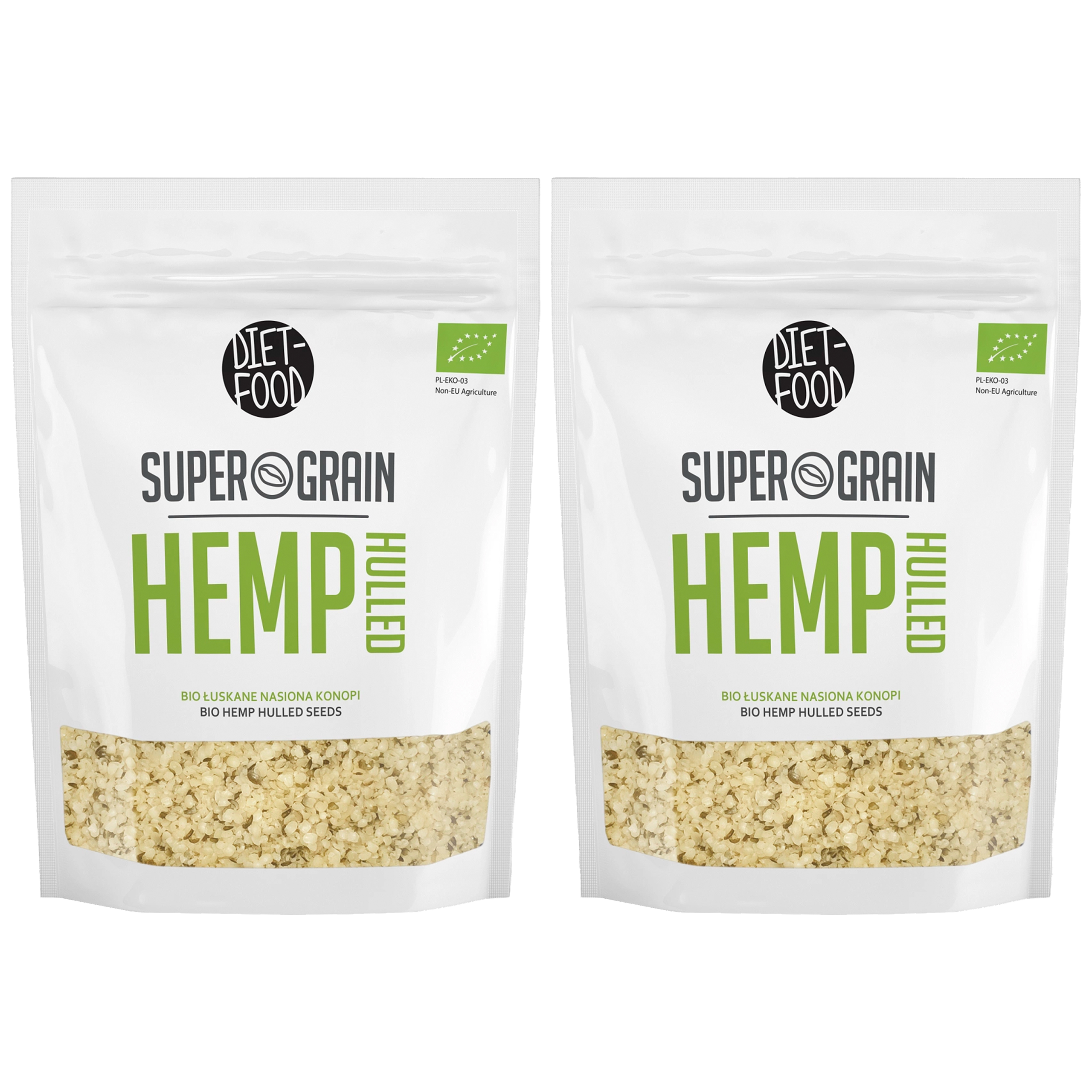DIET FOOD Bio - Super Grain - Hemp Hulled - 2x 200g - Łuskane nasiona konopi