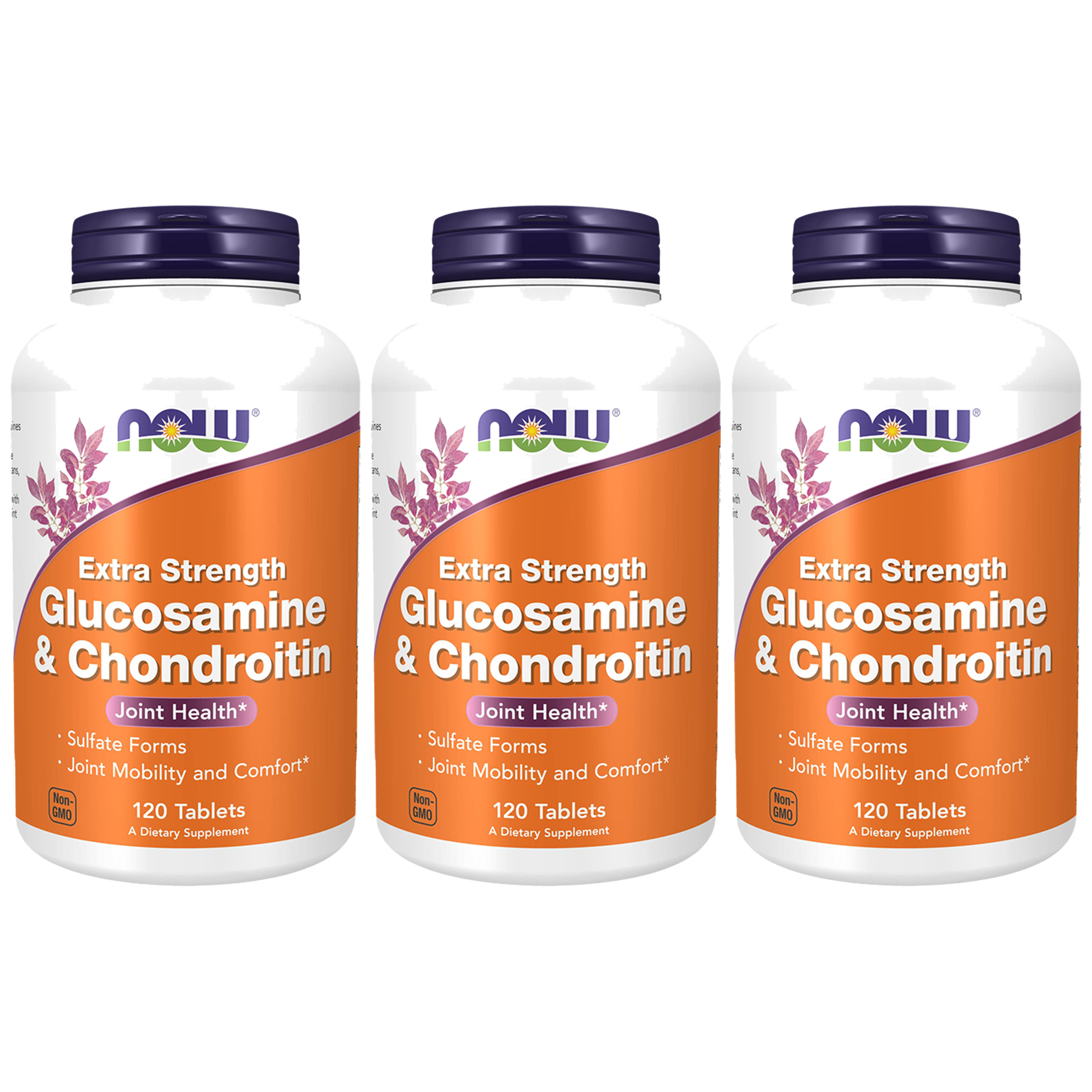 NOW Glucosamine & Chondroitin Sulfate Extra Strength - 3x 120tabs