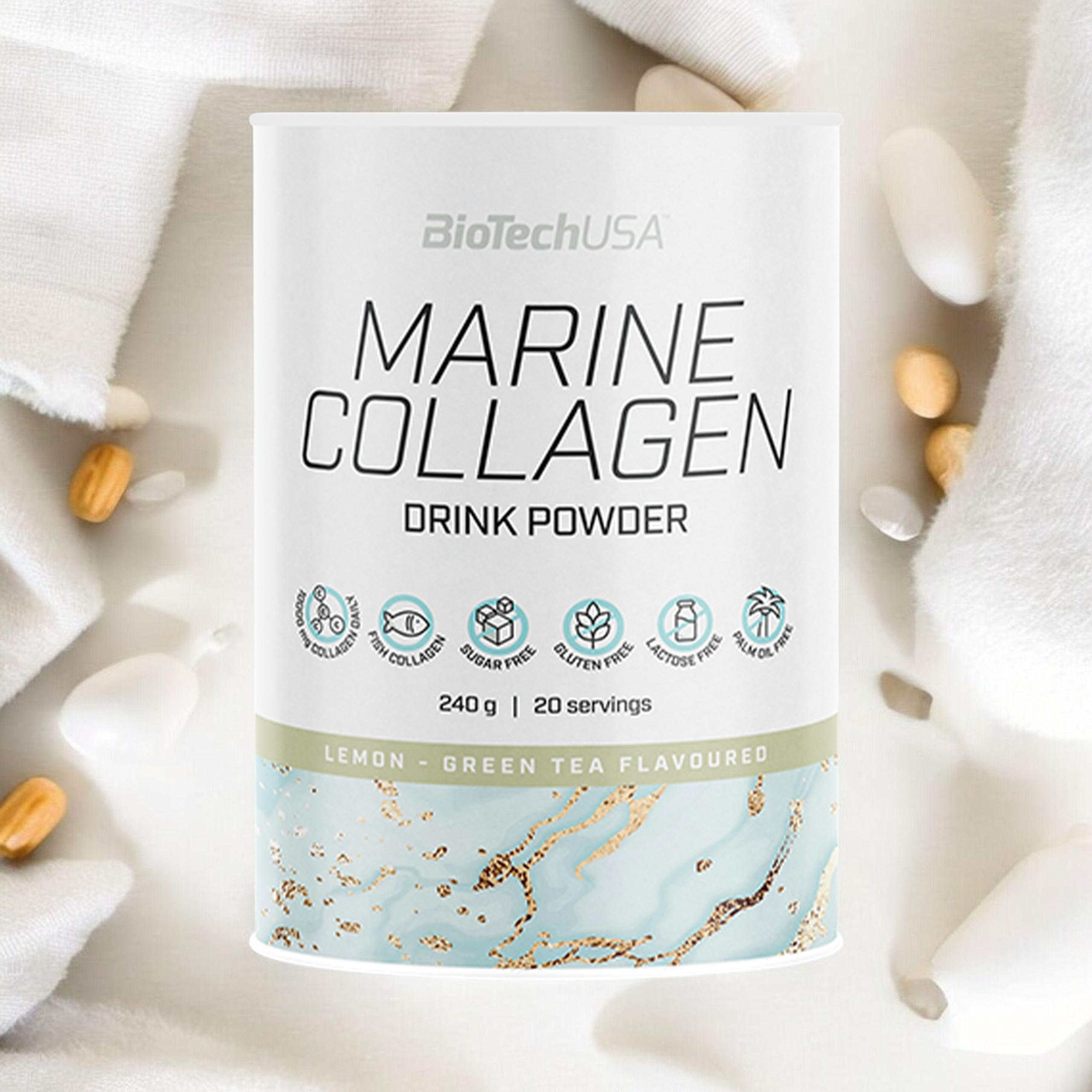 BioTech USA Marine Collagen Drink Powder - 2x 240g - Lemon Green Tea