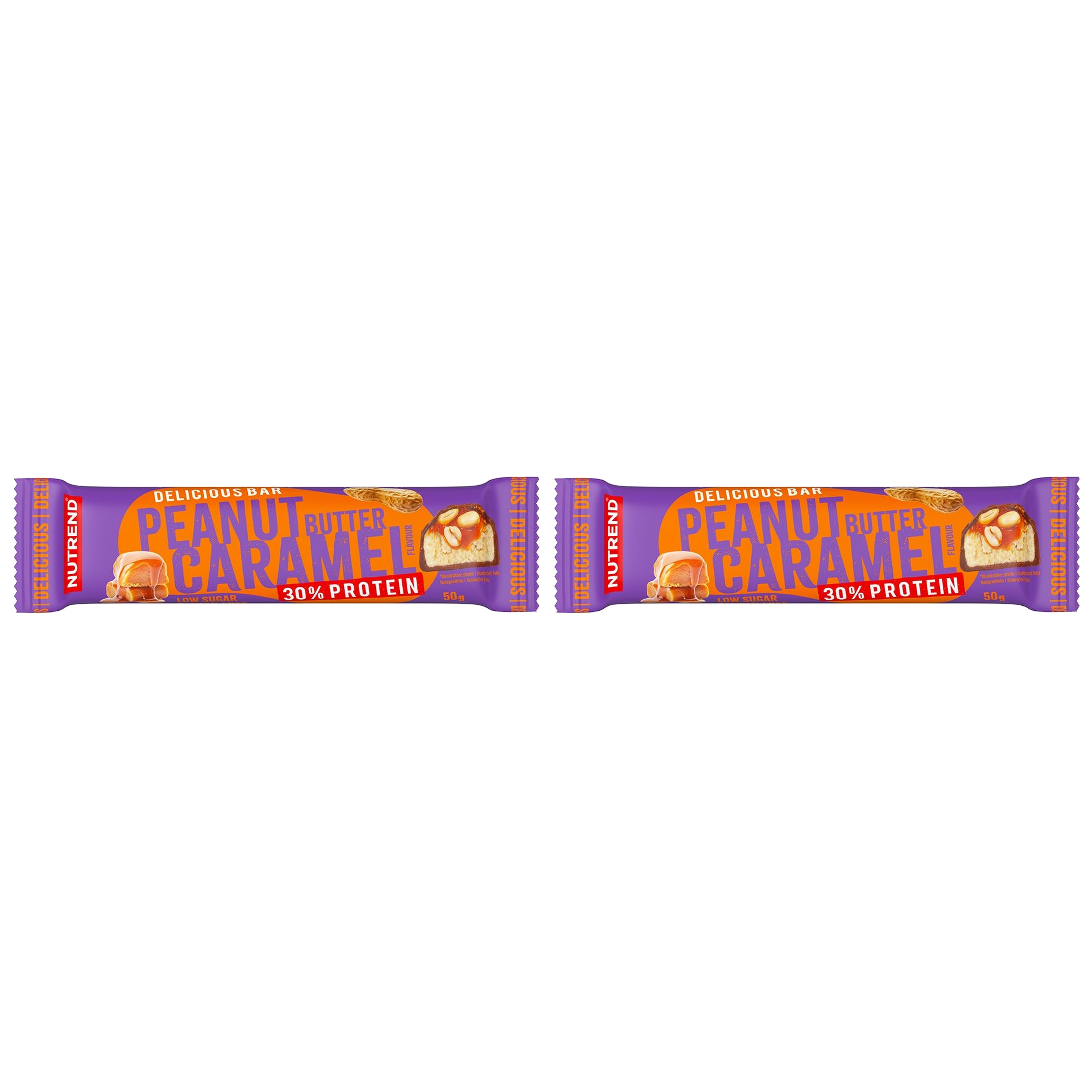 NUTREND Delicious Bar Protein 30 % – 2x 50 g – Masło Orzechowe Karmel
