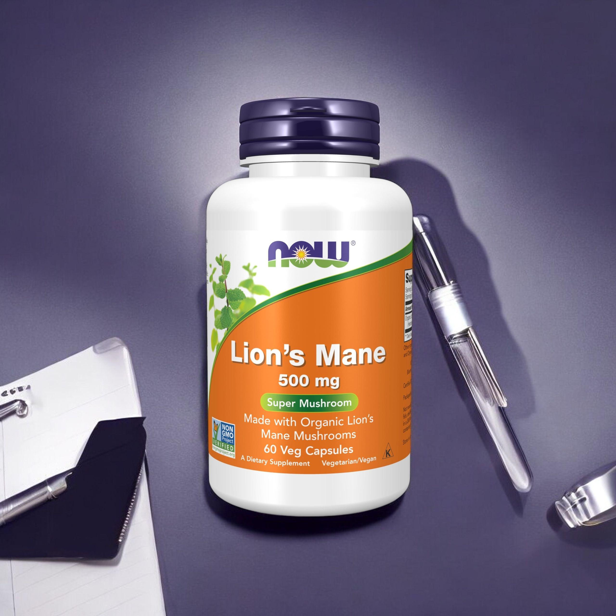 NOW - Lion's Mane Mushroom 500mg - 2x 60caps.