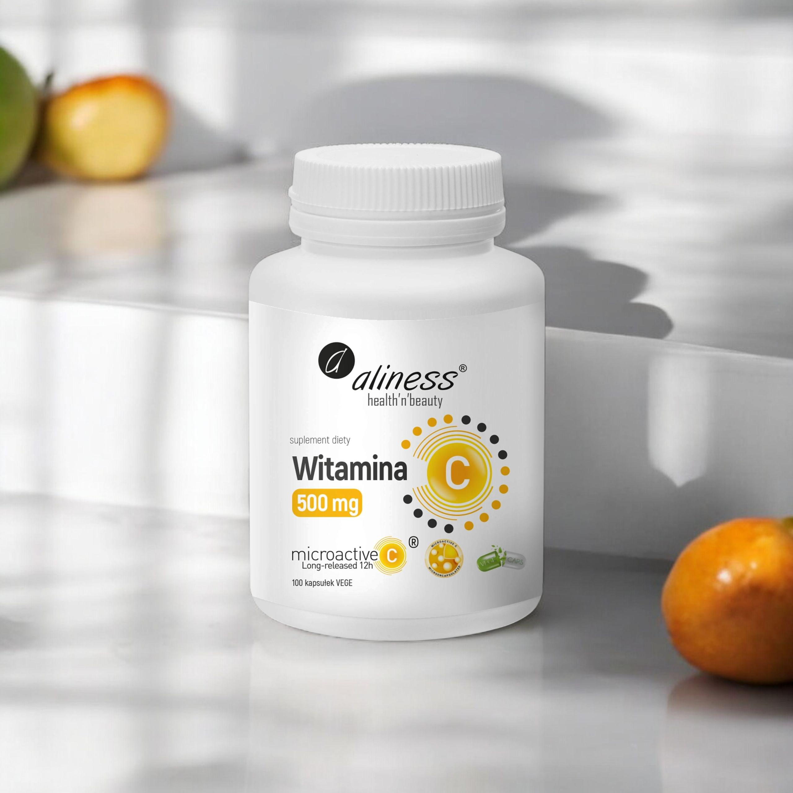 ALINESS - Witamina C 500mg Microactive 12h - 100vcaps. x3