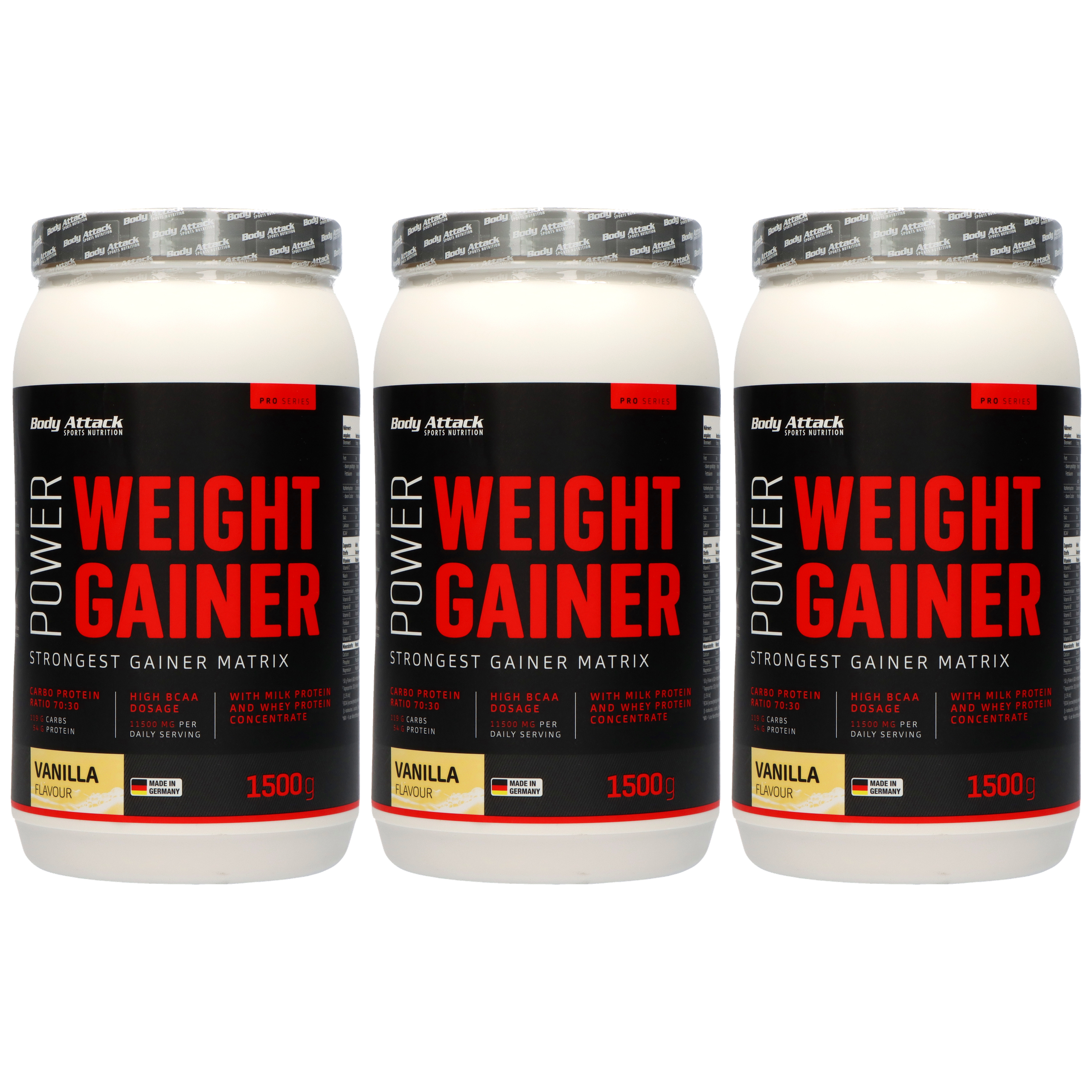 BODY ATTACK Power Weight Gainer - 3x 1500g