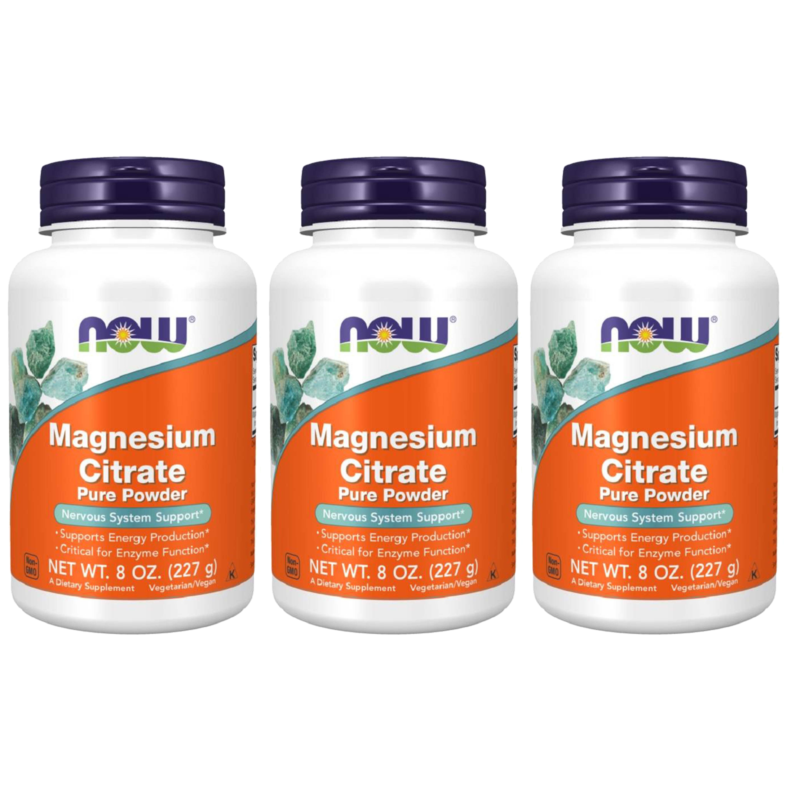 NOW Magnesium Citrate Powder - 3x 227g