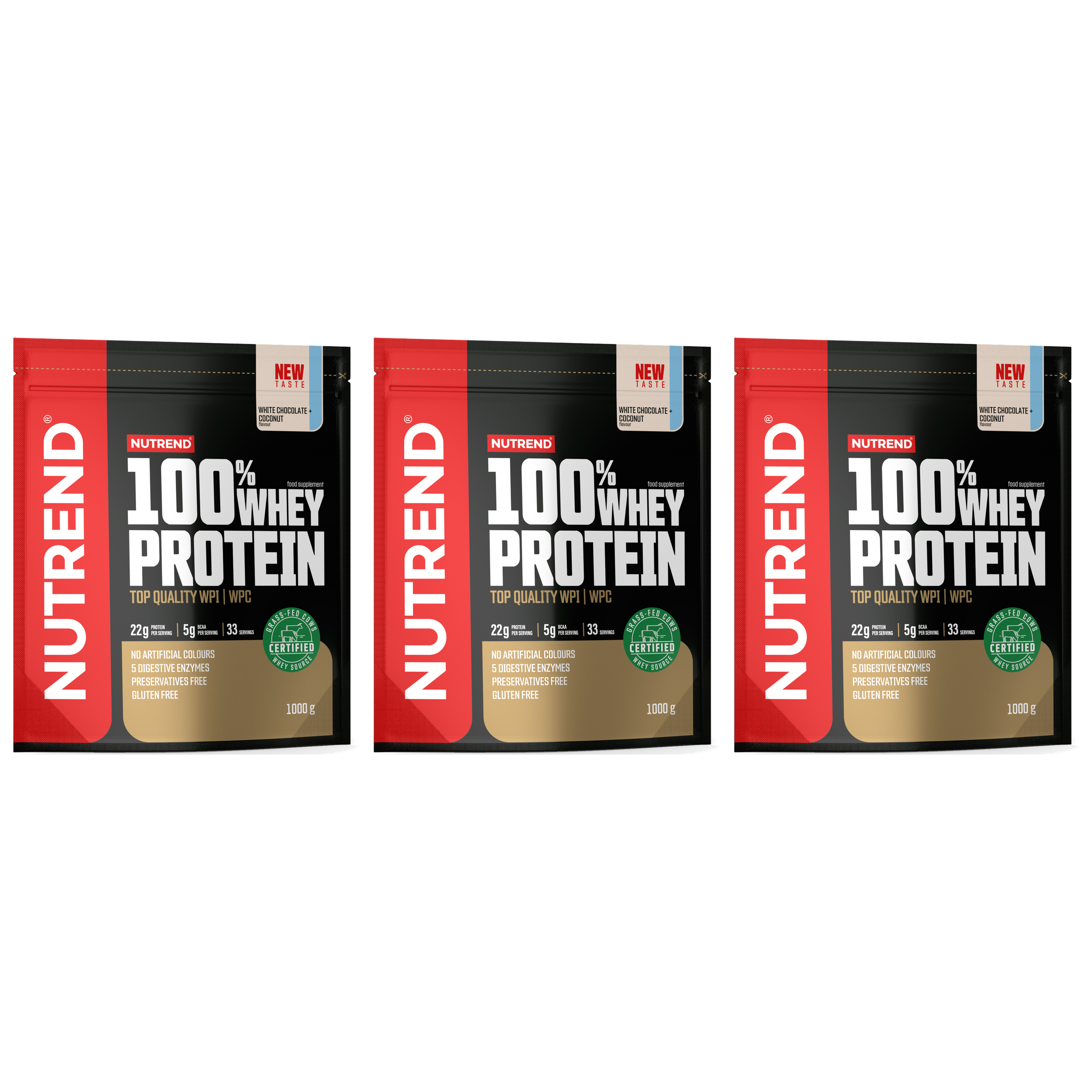NUTREND 100% Whey Protein - 3x 1000g