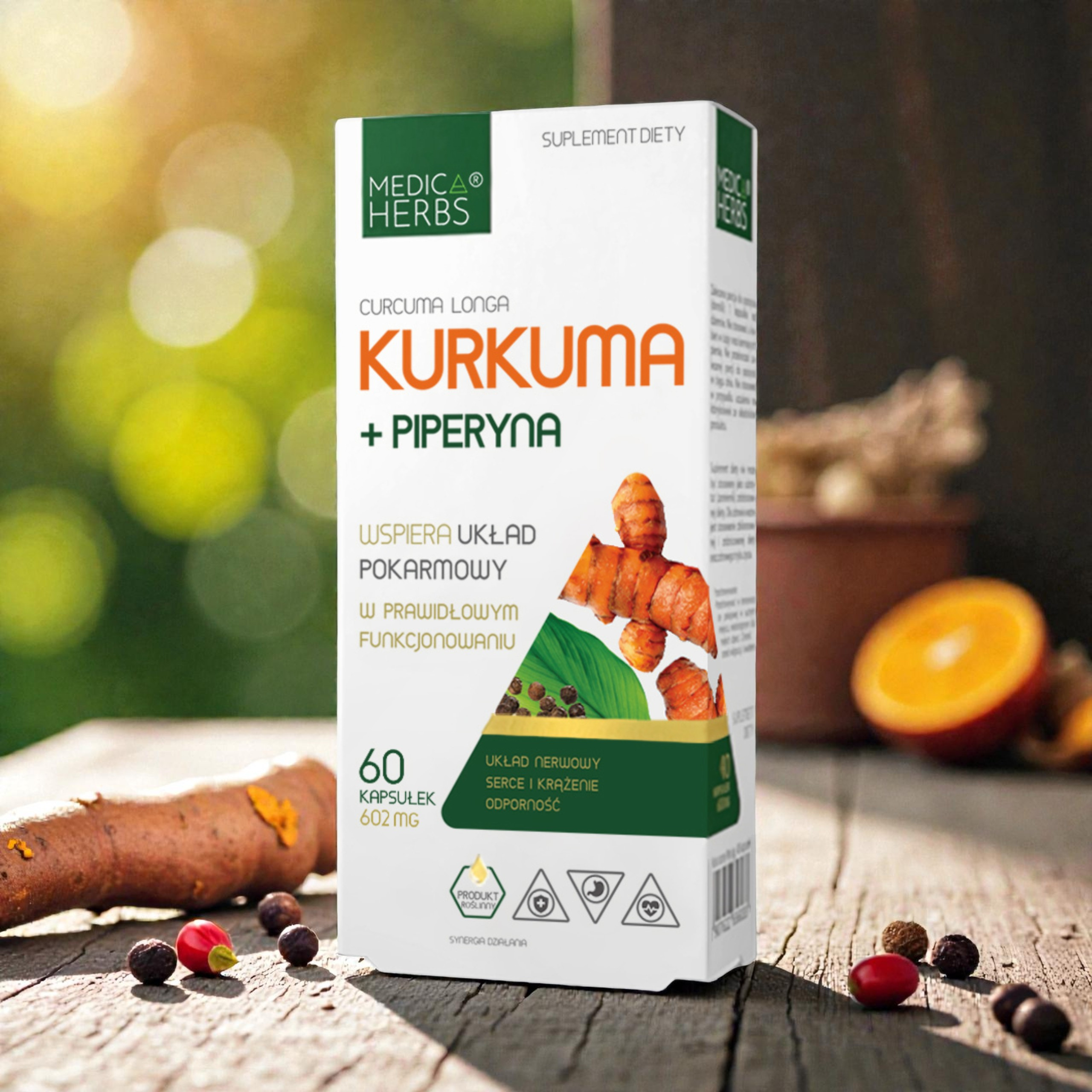 MEDICA HERBS - Kurkuma + Piperyna 602mg - 3x 60caps.
