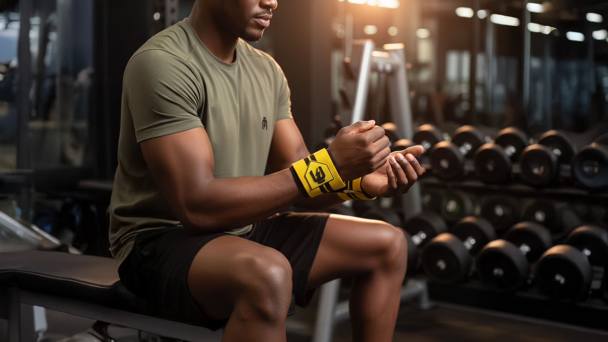 HIRO.LAB Wrist Wrap - Rubber Logo New - Yellow - 2x Opaski usztywniające na nadgarstki