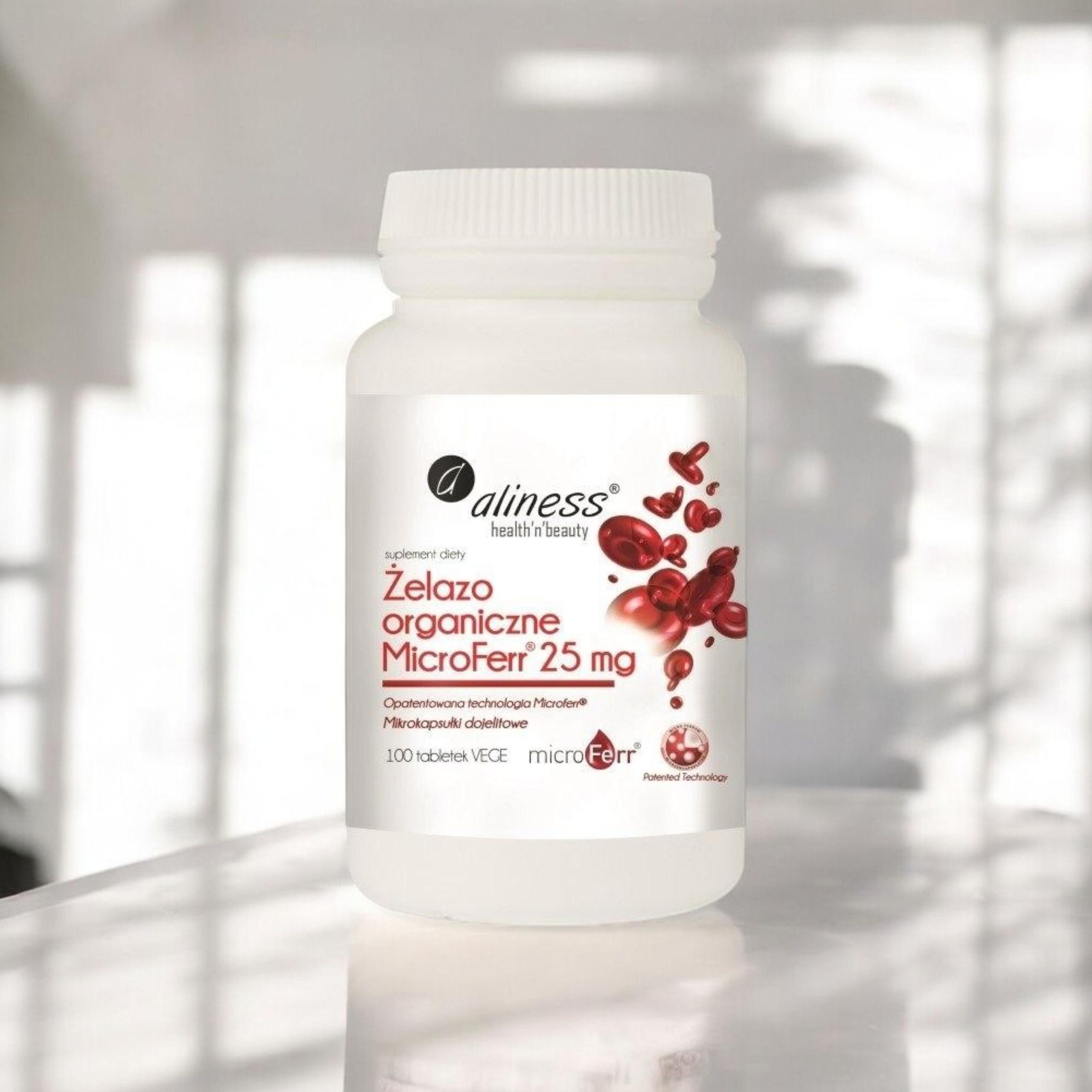 ALINESS - Żelazo Organiczne Microferr 25mg - 2x 100tabs.