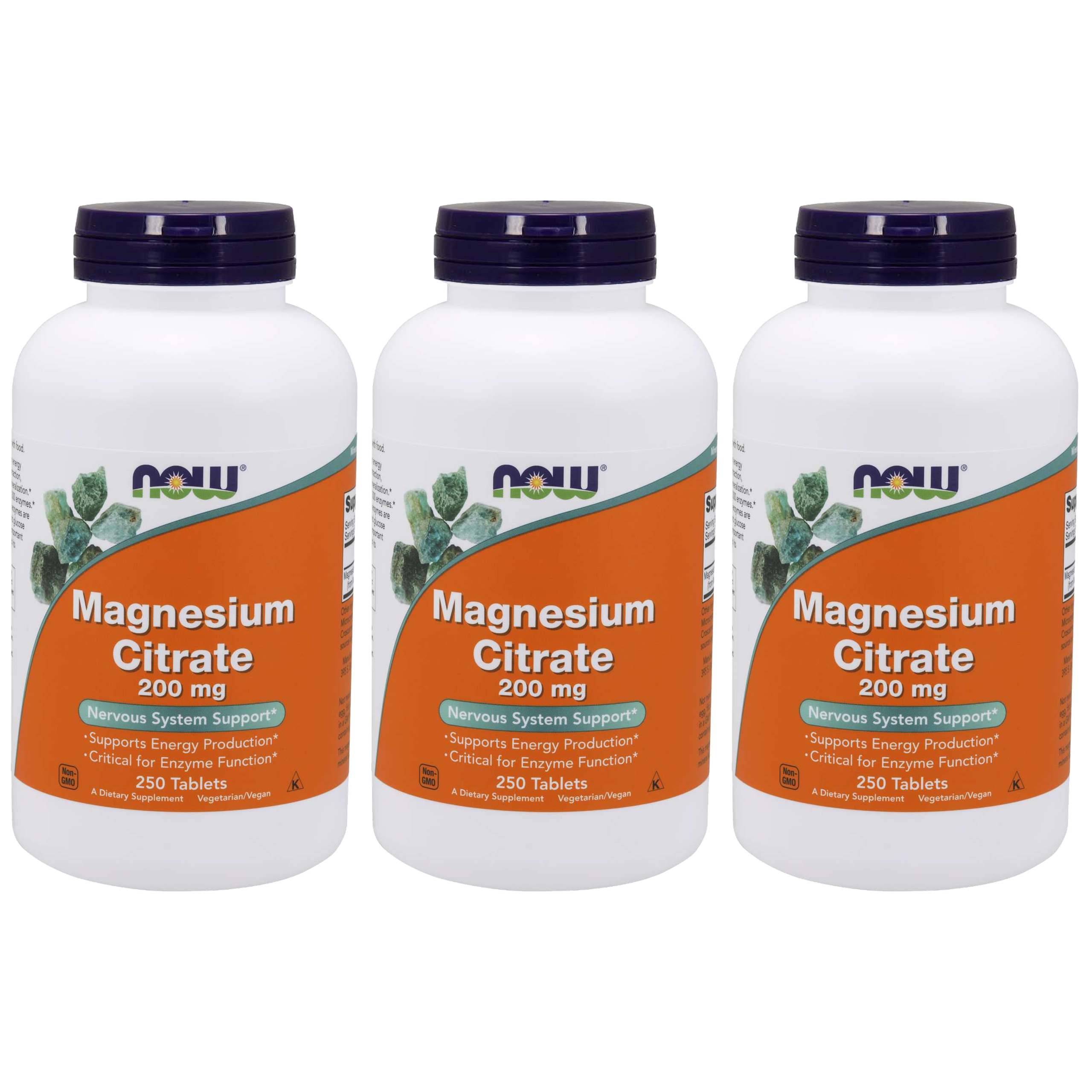 NOW Magnesium Citrate 200mg - 3x 250tabs