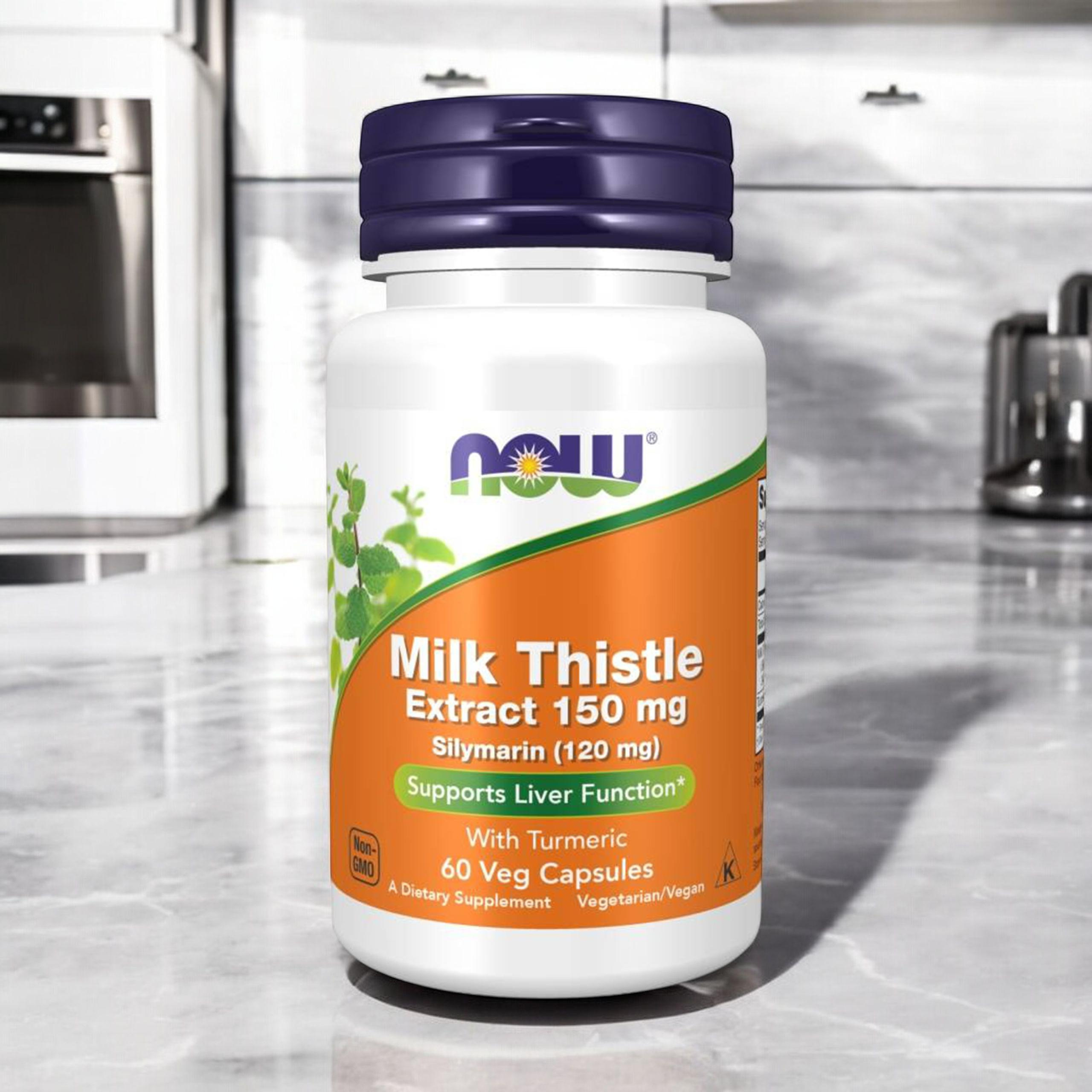 NOW Milk Thistle Extract 150mg Silymarin (120mg) with Turmeric - 2x 60vcaps.