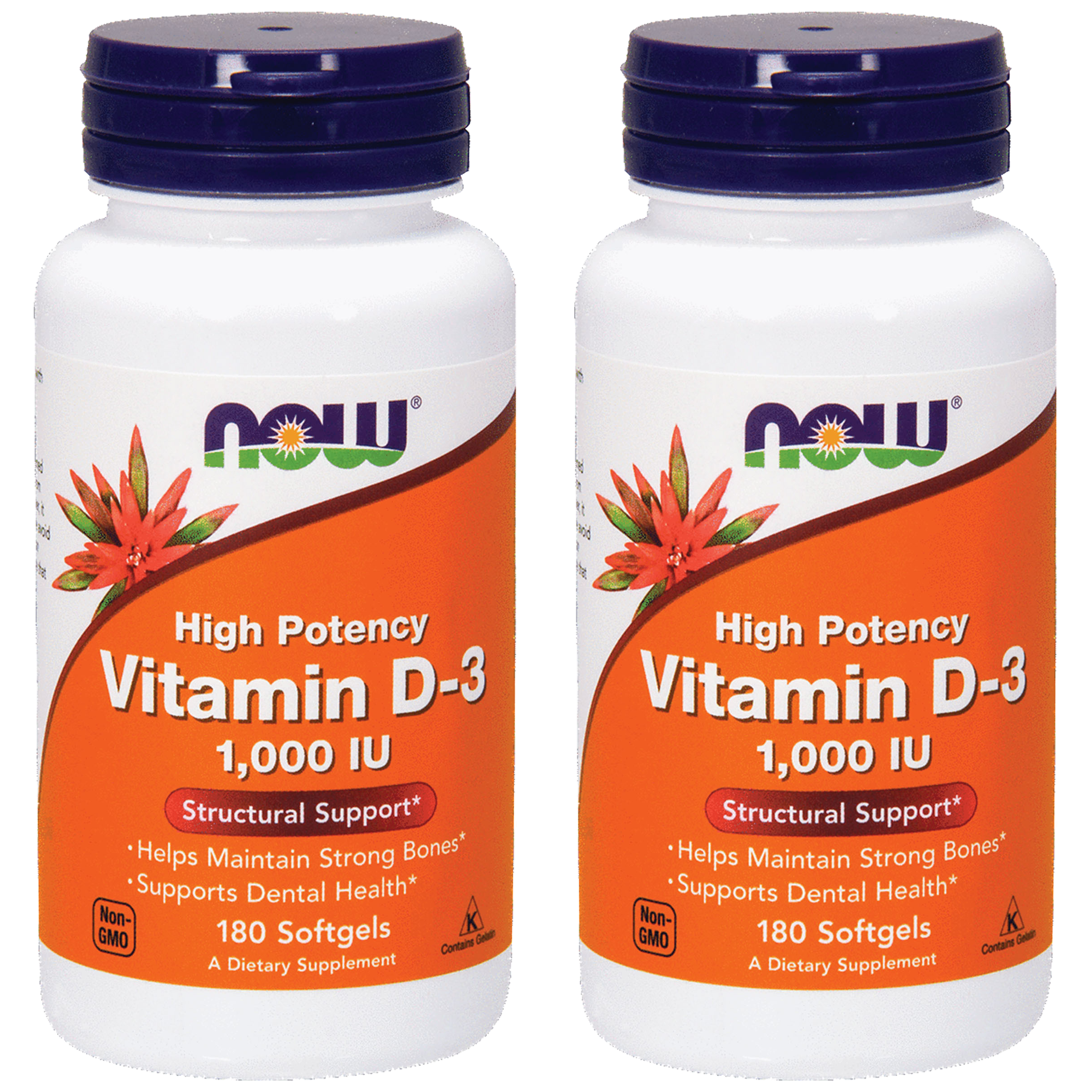 NOW Vitamin D3 1000IU - 2x 180 softgels