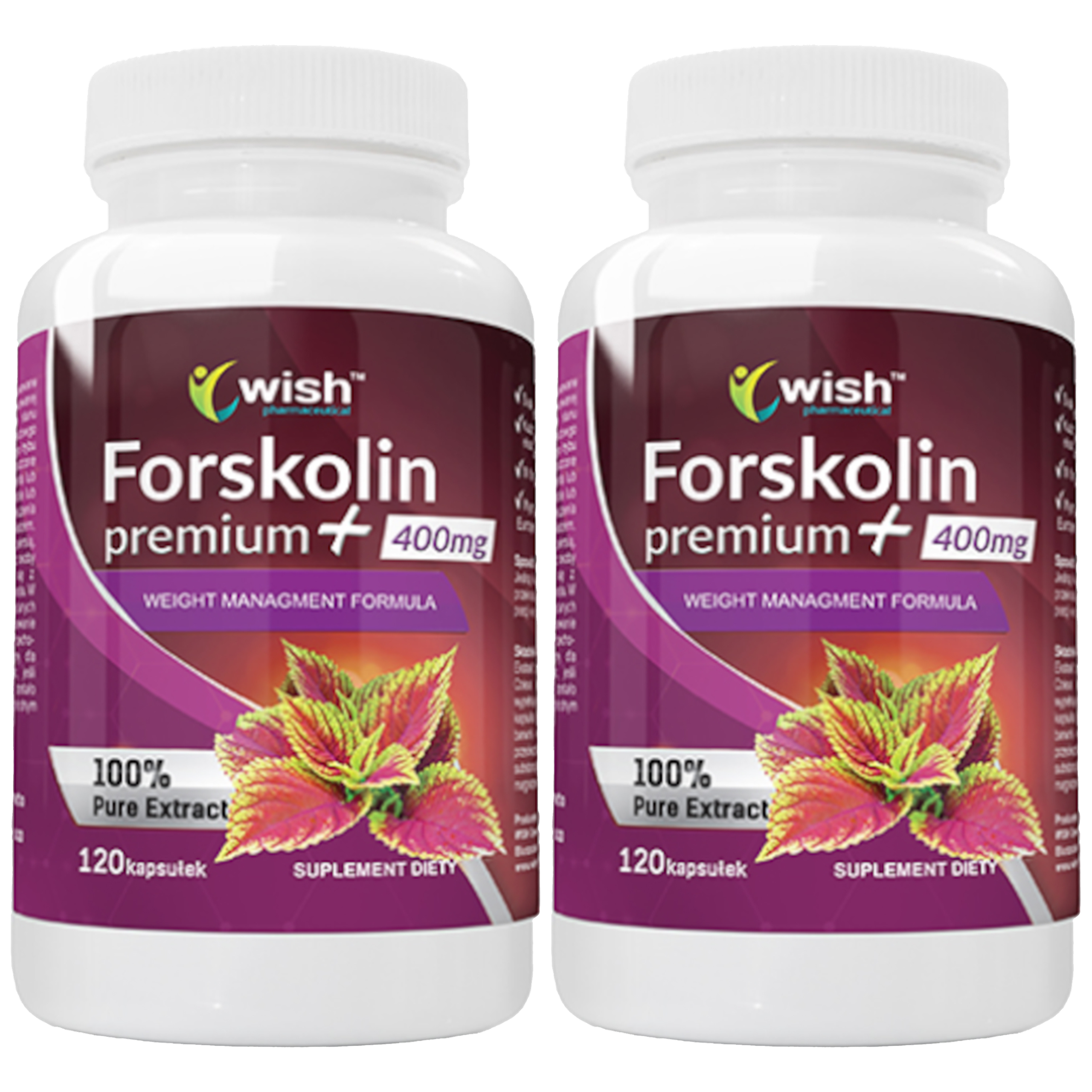 WISH Pharmaceutical Forskolin Premium Plus 400mg 10:1 - 2x 120caps.