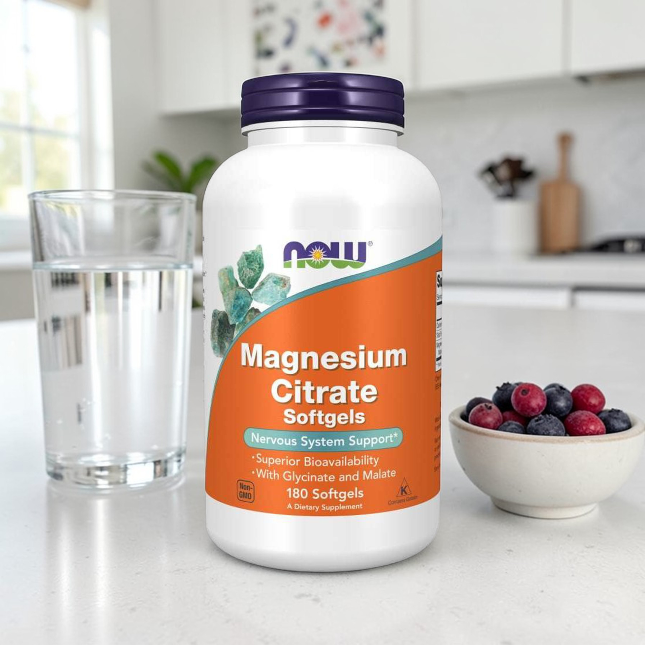 NOW Magnesium Citrate - 3x 180vcaps