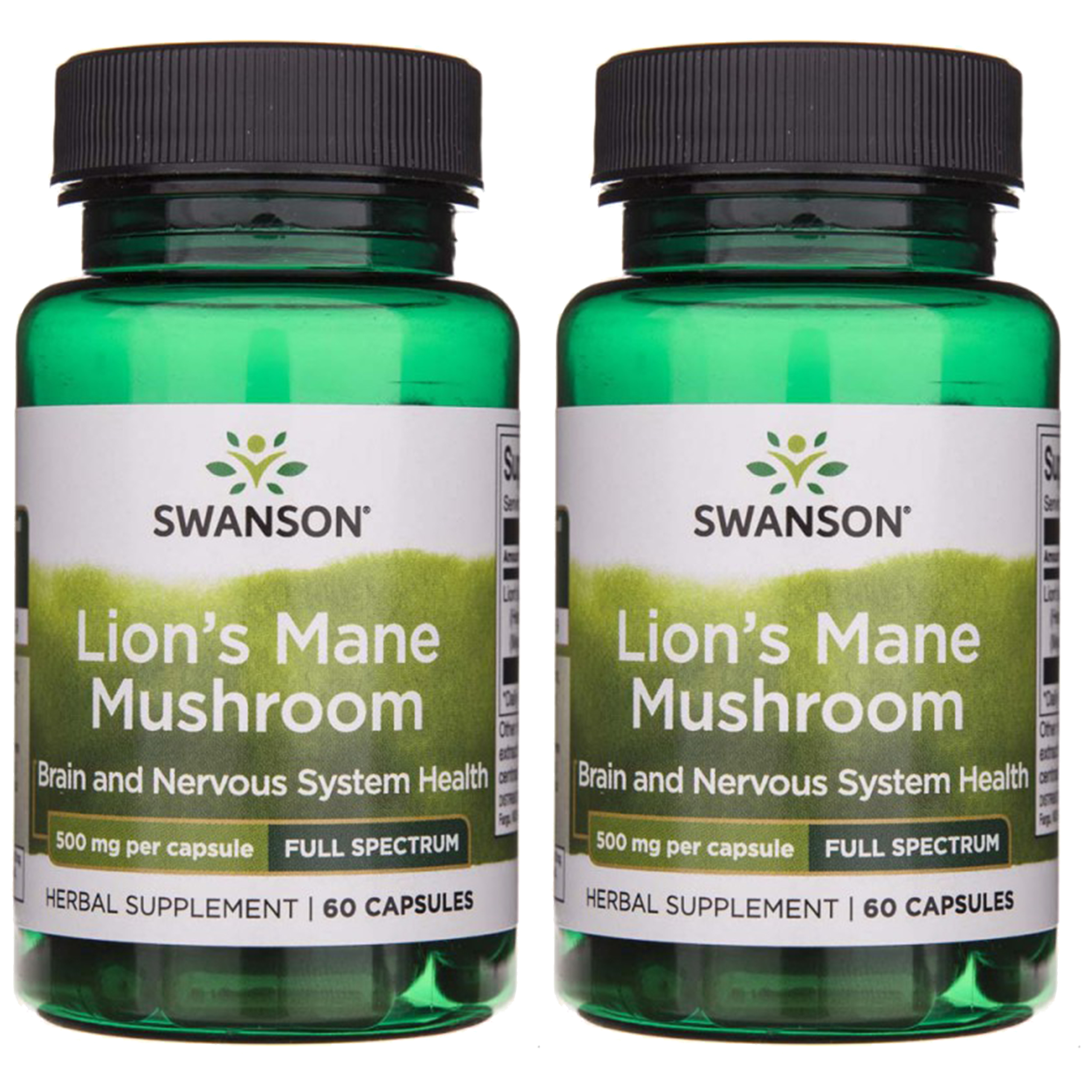 SWANSON Lion's Mane Mushroom 500mg - 60caps. - 2x Soplówka jeżowata