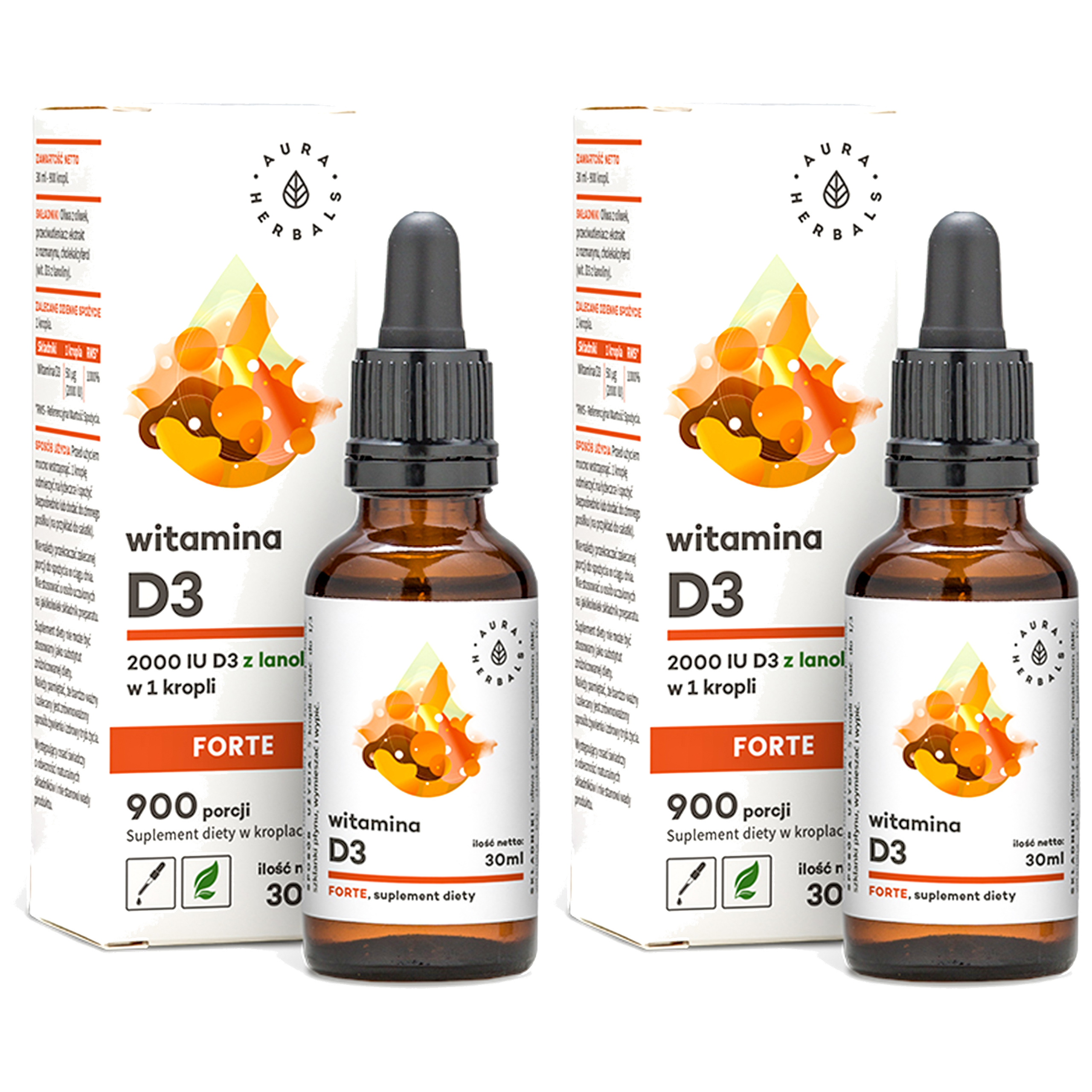 AURA HERBALS Vitamin D3 2000 IU 50mcg (z lanoliny) - 2x 30ml