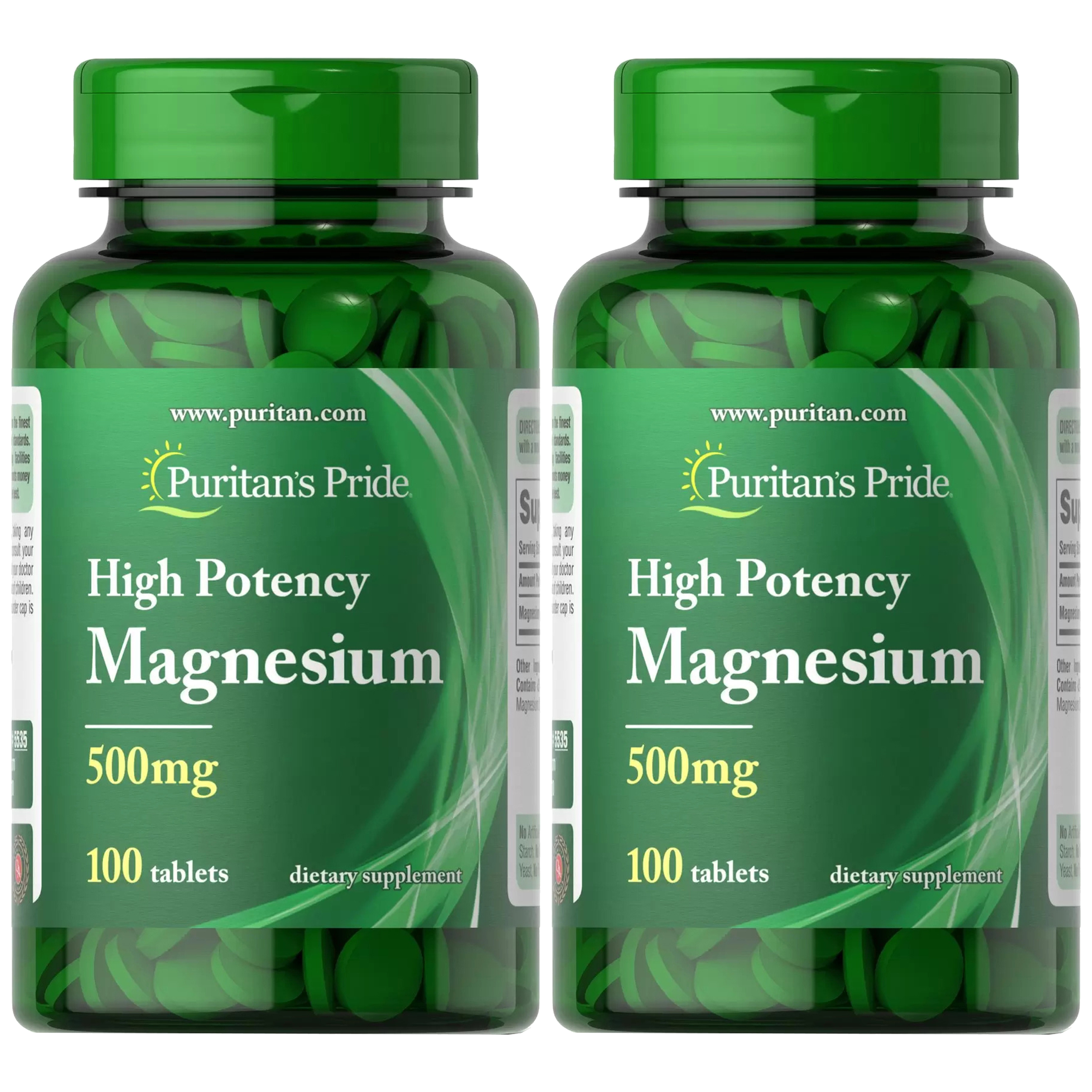 Puritan's Pride High Potency Magnesium 500mg - 100tabs - 2x Magnez