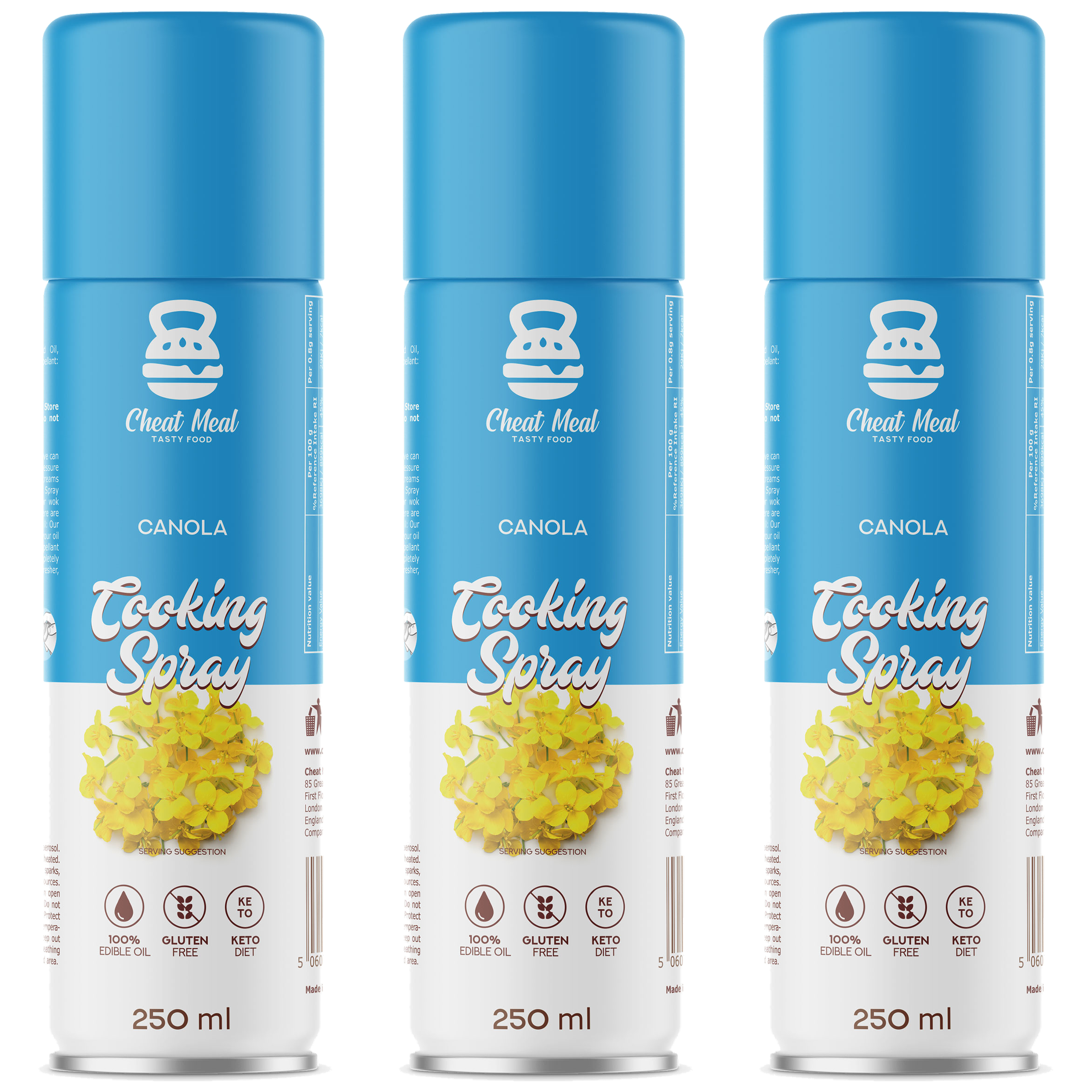 Cheat Meal Nutrition Cooking Spray Canola - Spray do smażenia rzepakowy - 3x 250ml