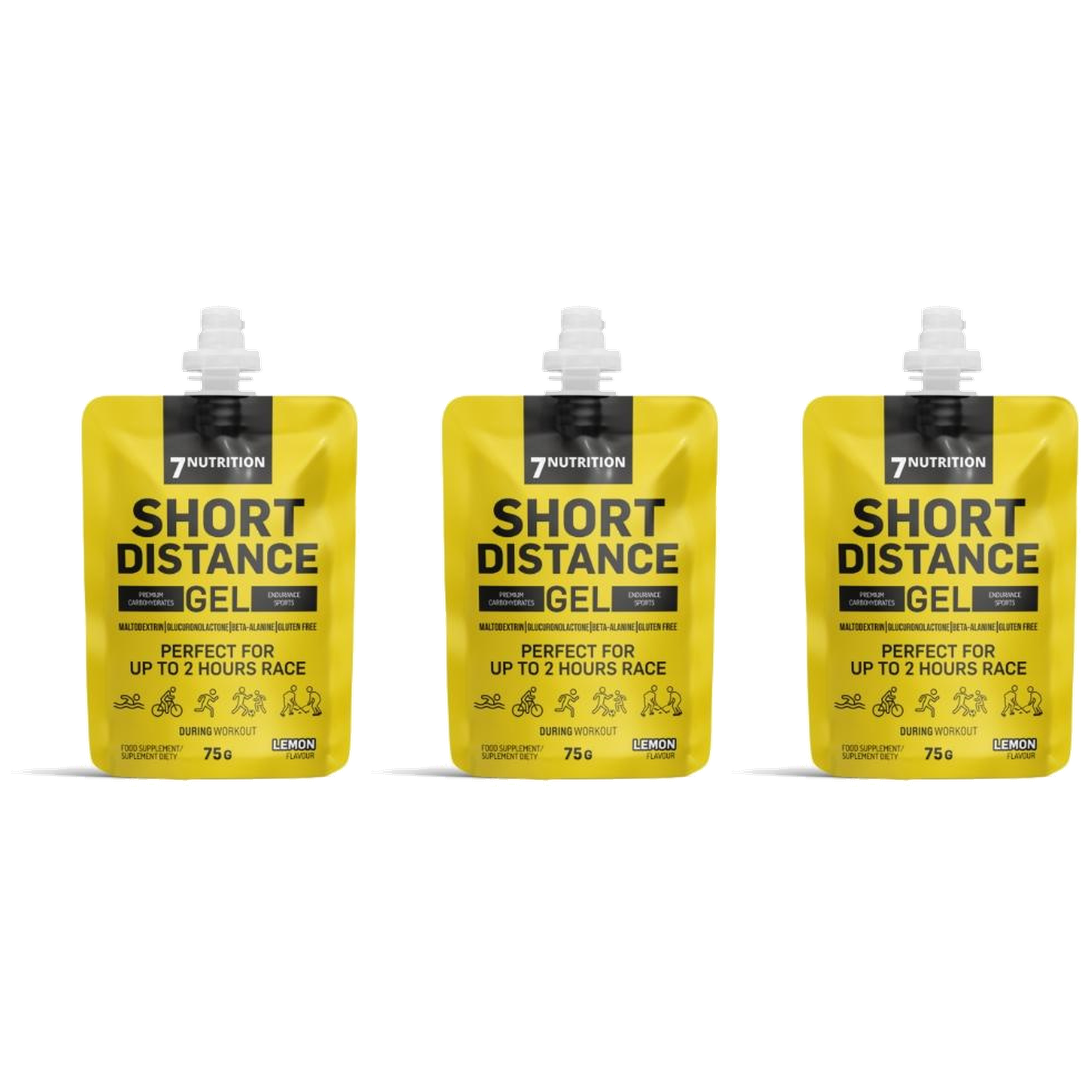 7 NUTRITION - Short Distance Gel - 3x 75g - Lemon