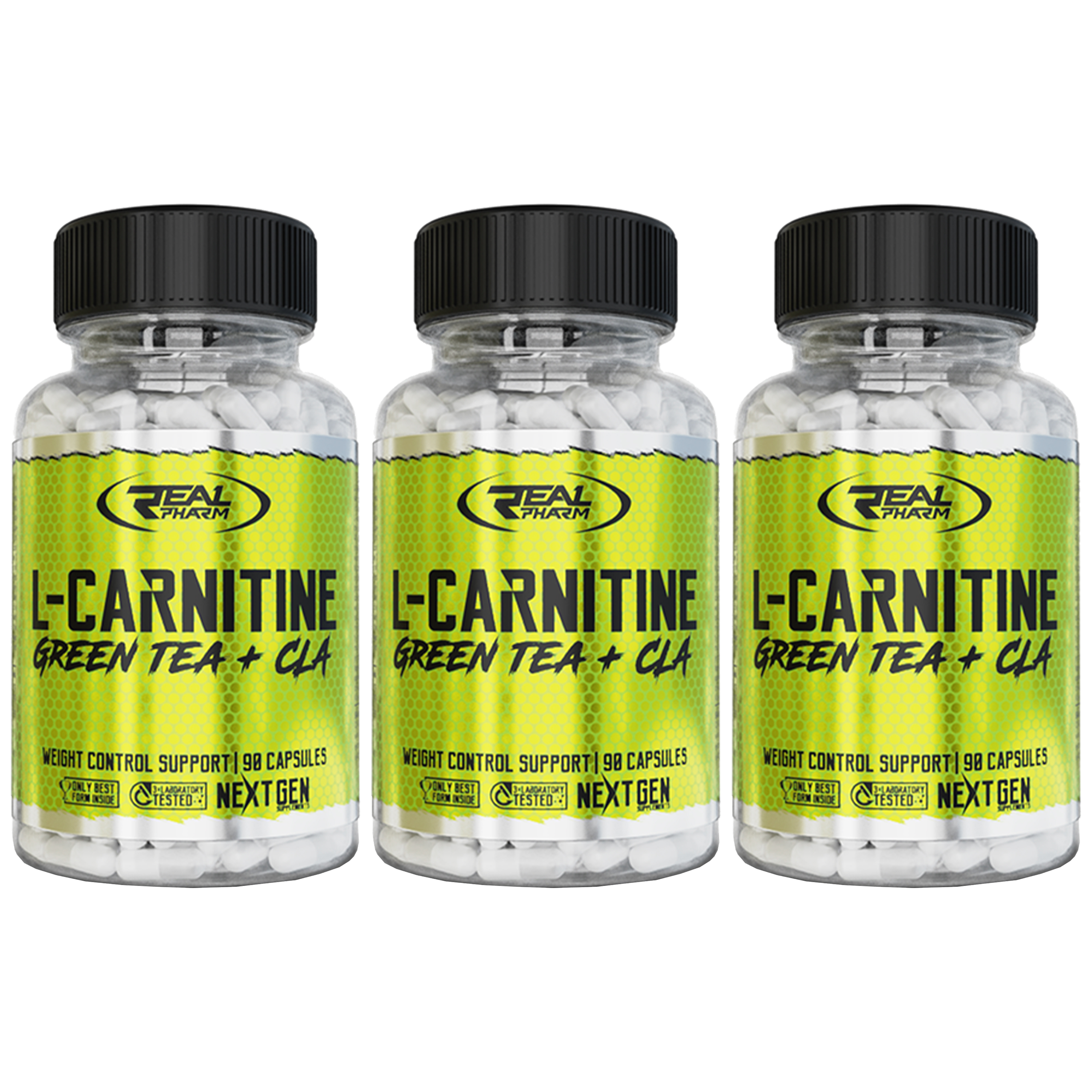 REAL PHARM L-Carnitine Green Tea + CLA - 3x 90caps.