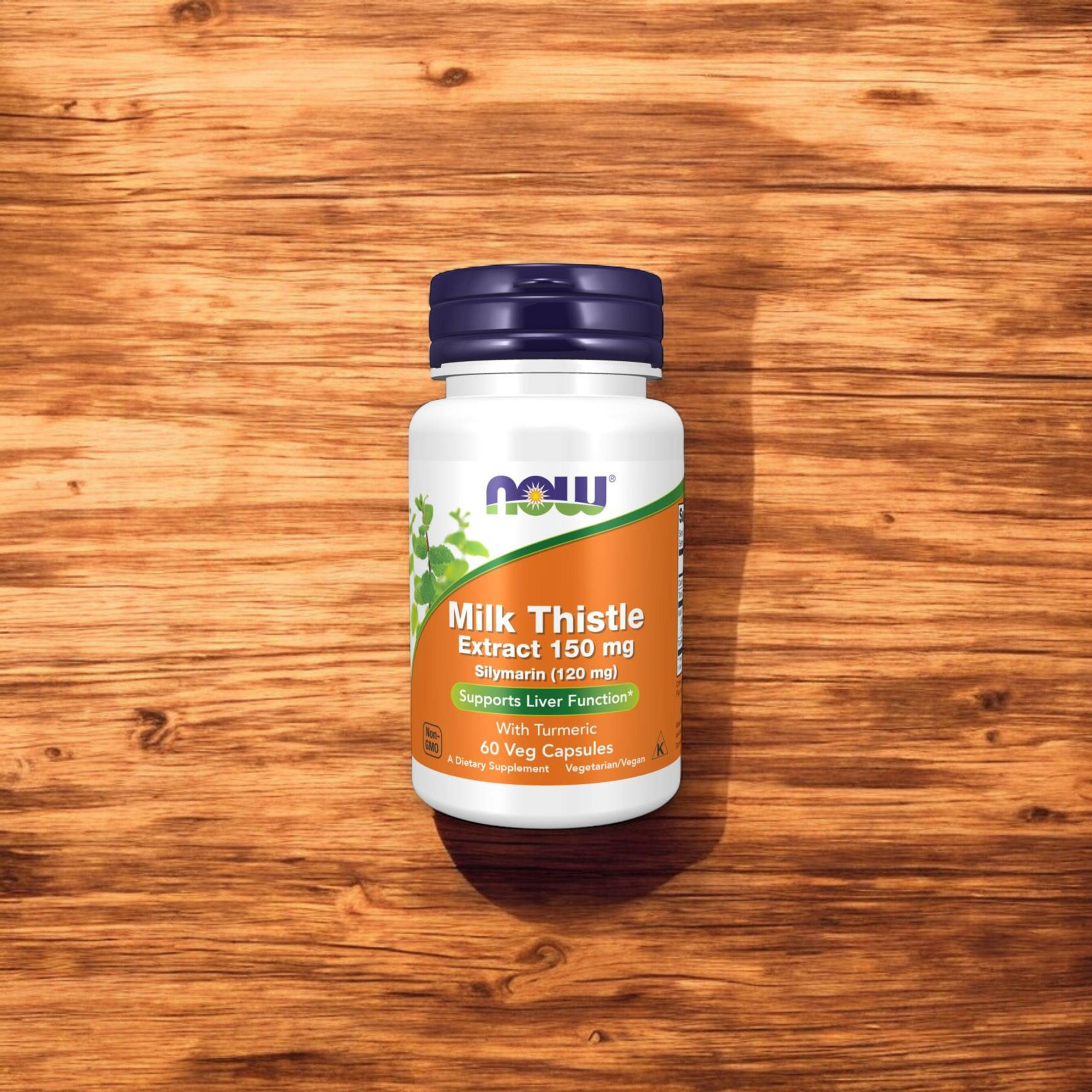 NOW Milk Thistle Extract 150mg Silymarin (120mg) with Turmeric - 2x 60vcaps.