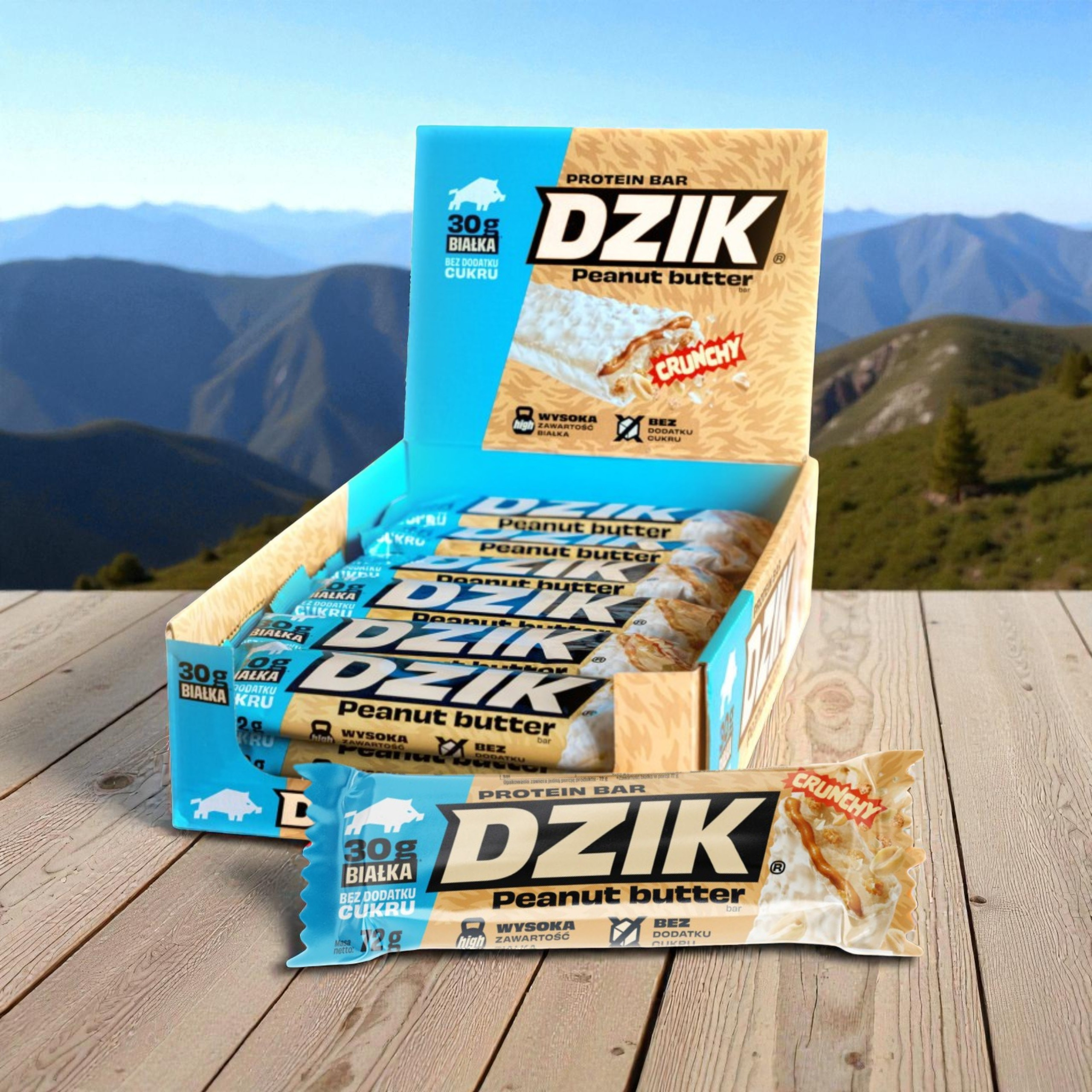 DZIK - Protein Bar Crunchy - 24x 2x 70g