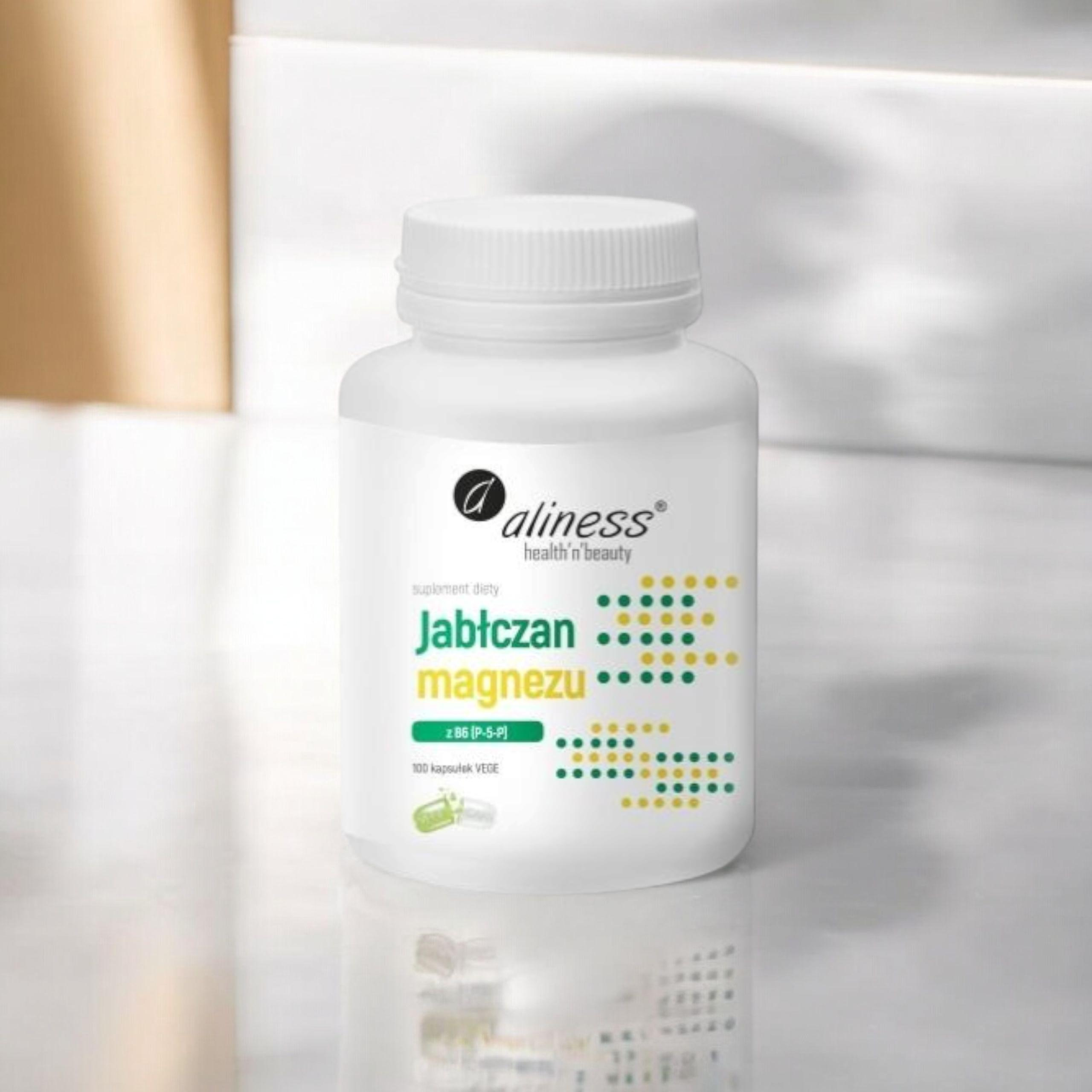 ALINESS - Jabłczan Magnezu 100mg z B6 (P-5-P) - 2x 100vcaps.