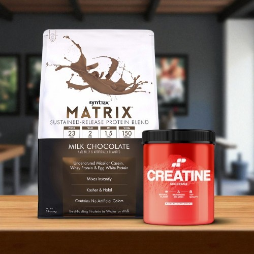 Białko Syntrax Matrix 5.0 Milk Chocolate 2270g (75 porcji) + Kreatyna MP Nutrition Monohydrate 500g (100 porcji)