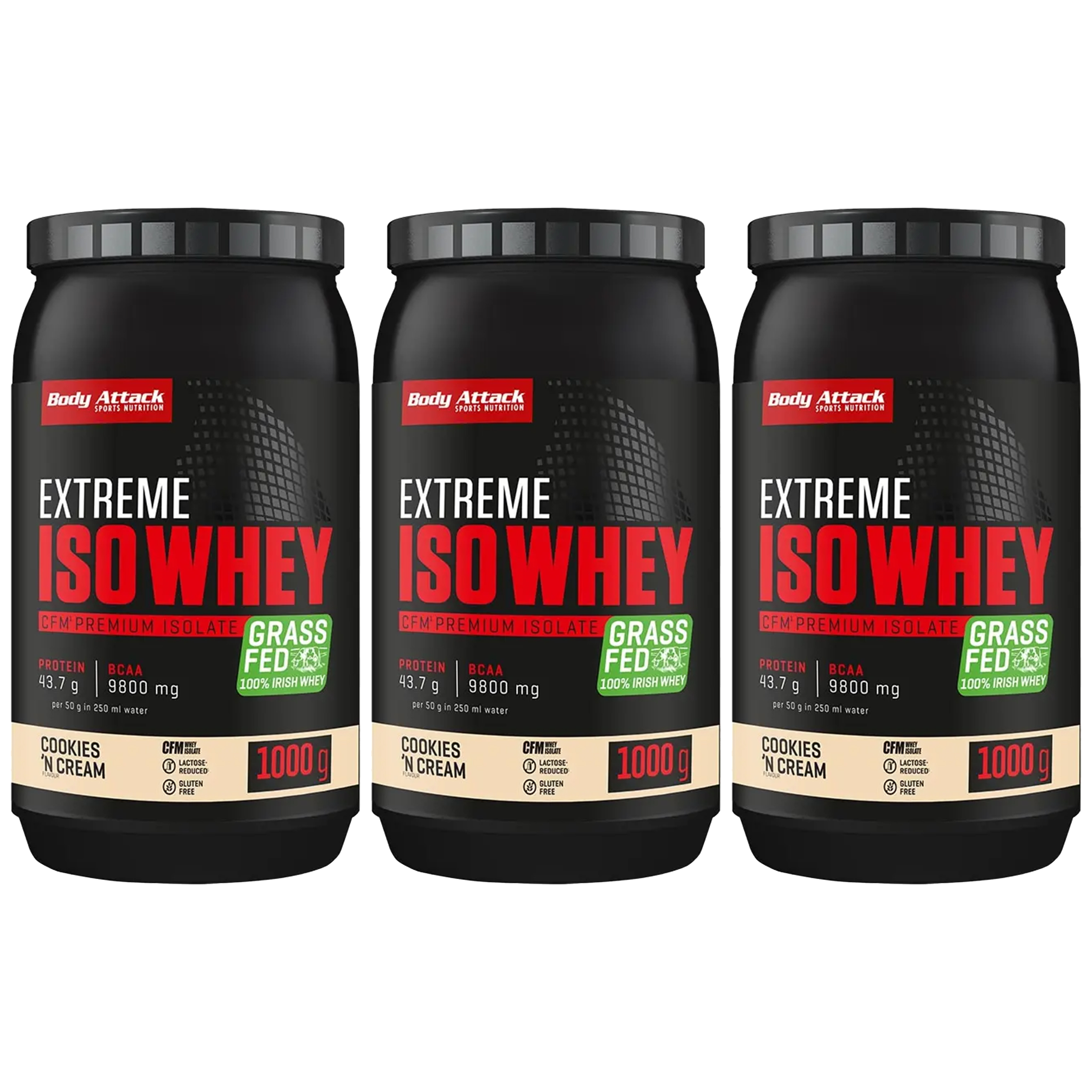 BODY ATTACK Extreme Iso Whey - 3x 1000g